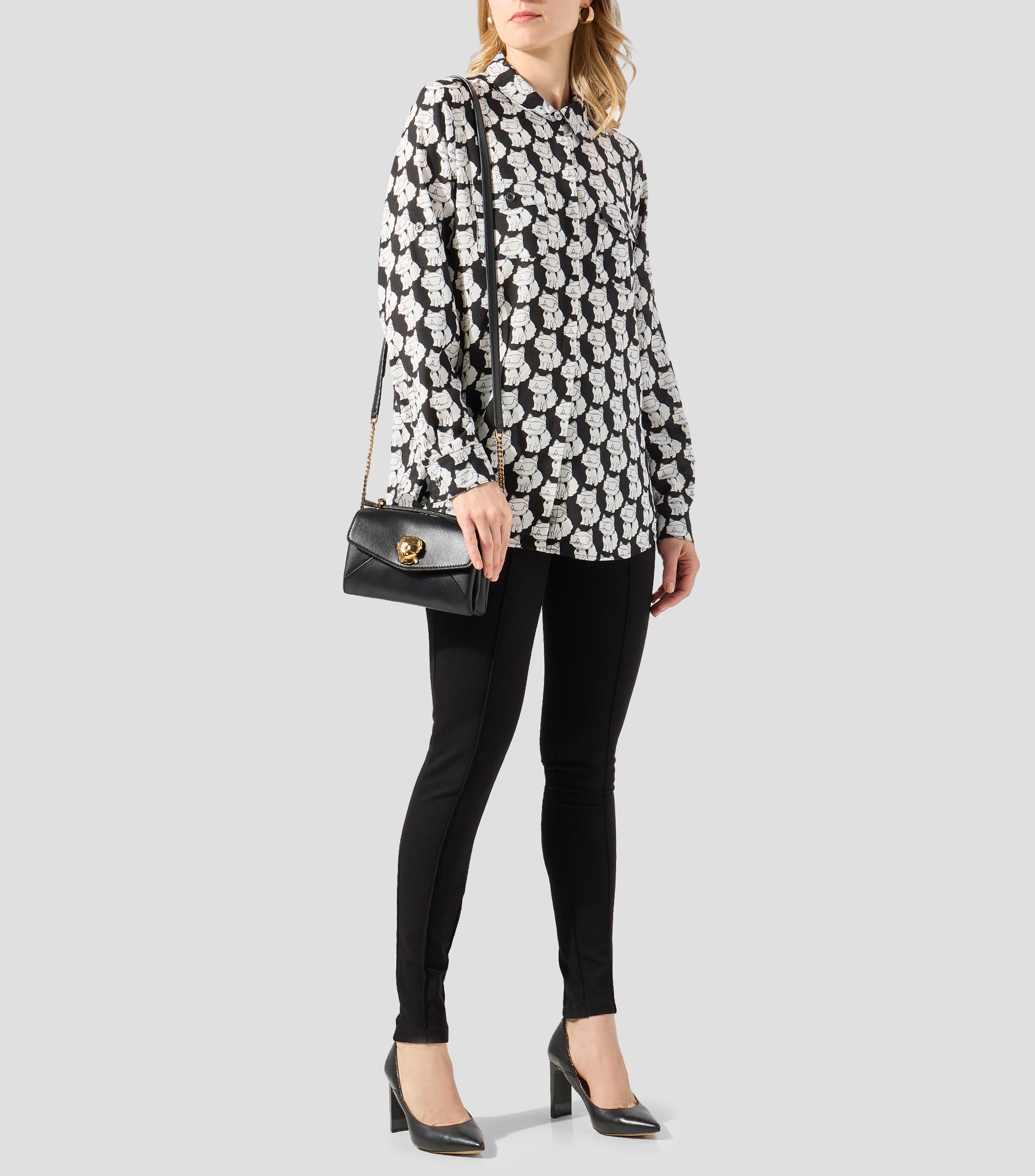 Bolsa crossbody negra en piel Chantaye lisa Mujer