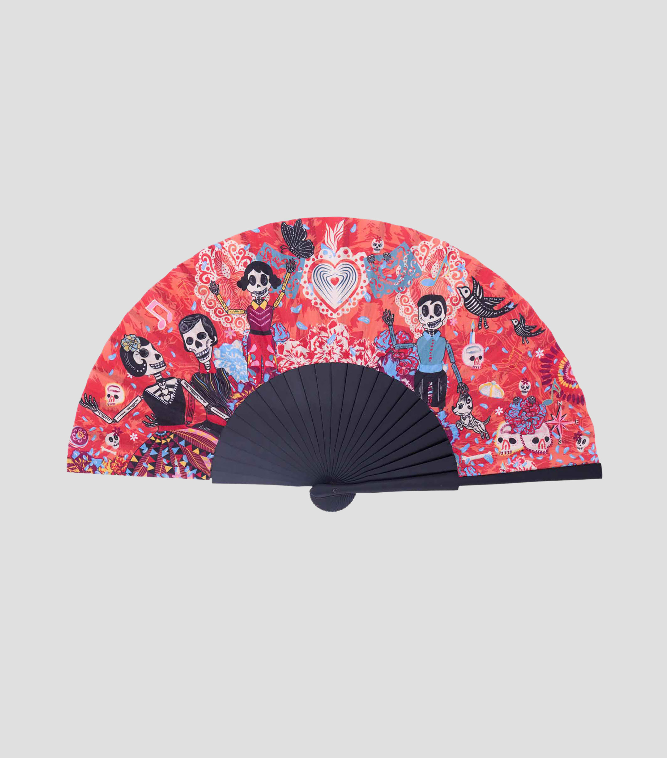 Abanico negro con naranja estampado Catrines Mujer