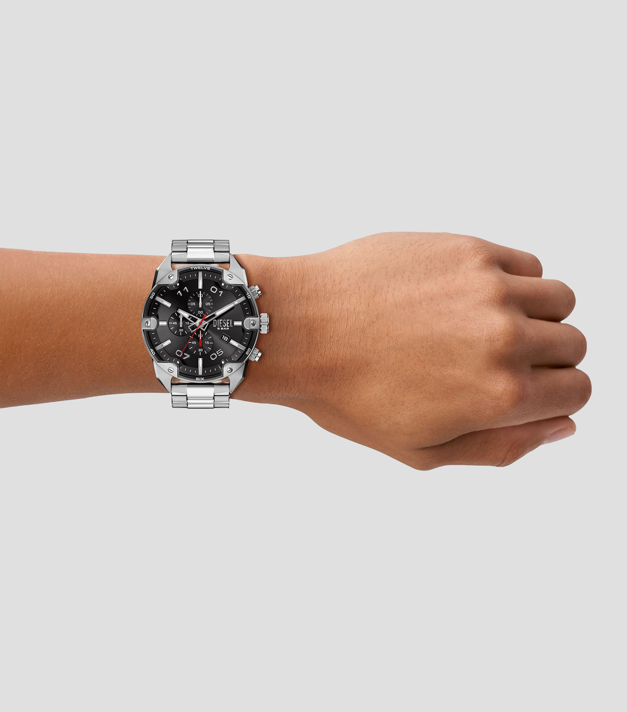 Reloj para Hombre Spiked Casual Negro, Plateado