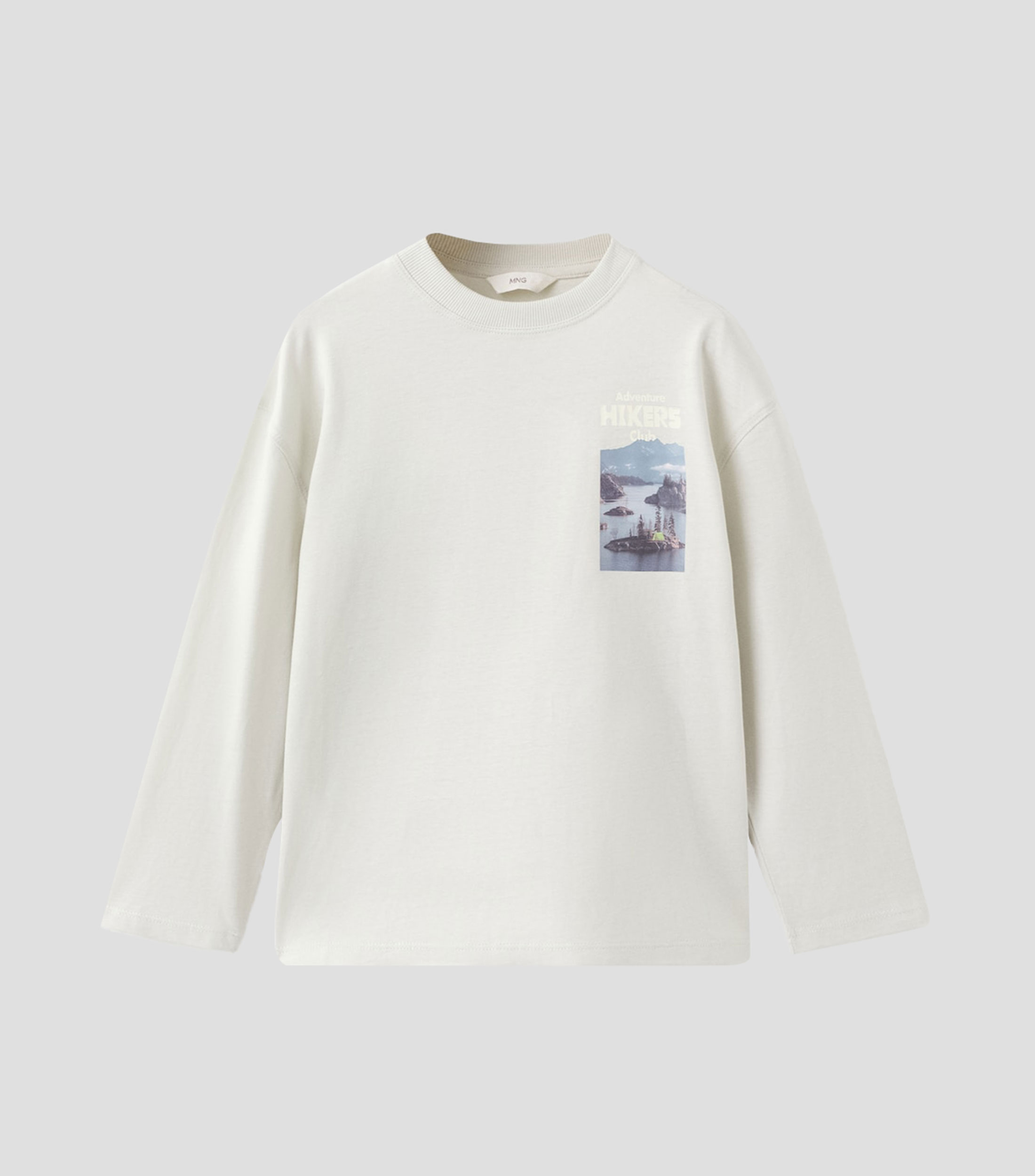 Playera cuello redondo manga larga estampada Niño