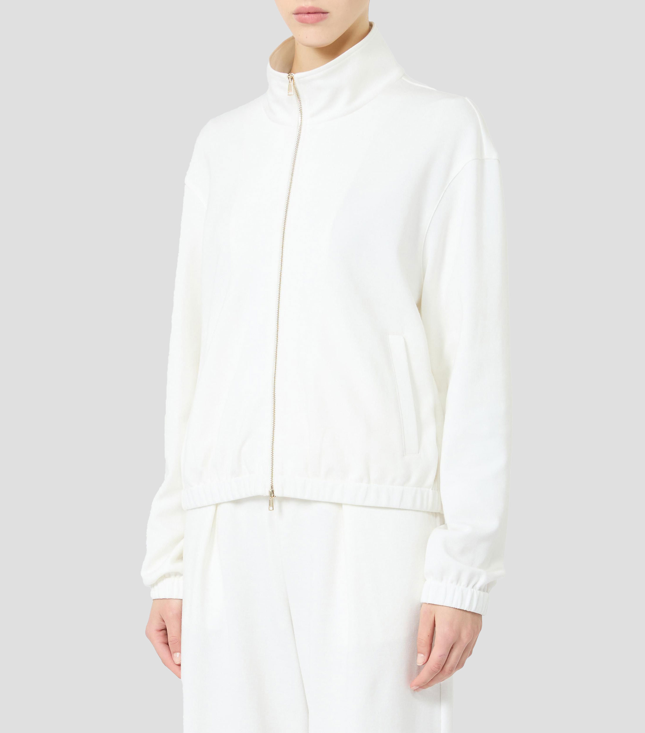 Sudadera con cremallera liso Mujer