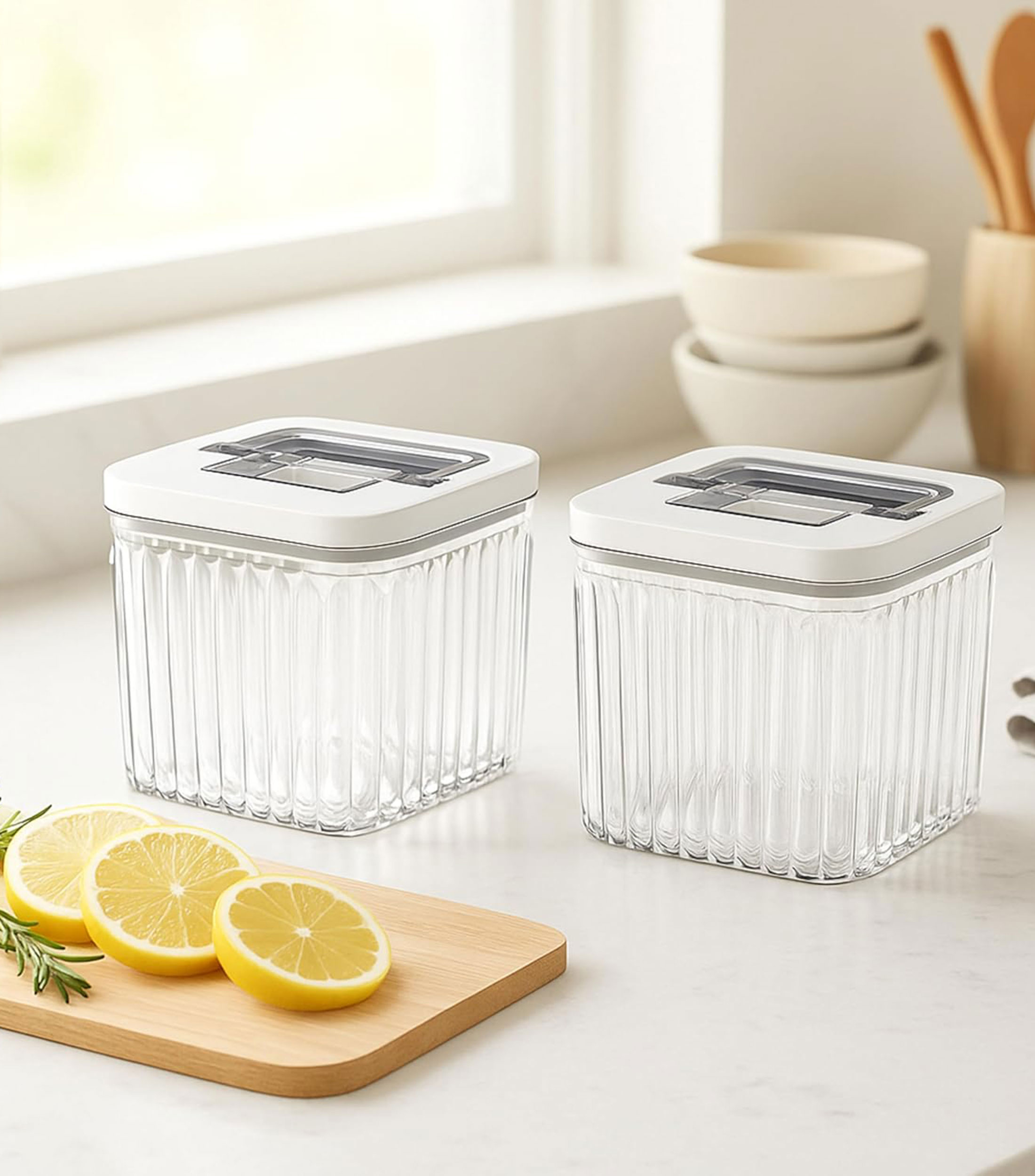 Set 2 contenedores herméticos de cocina en plástico