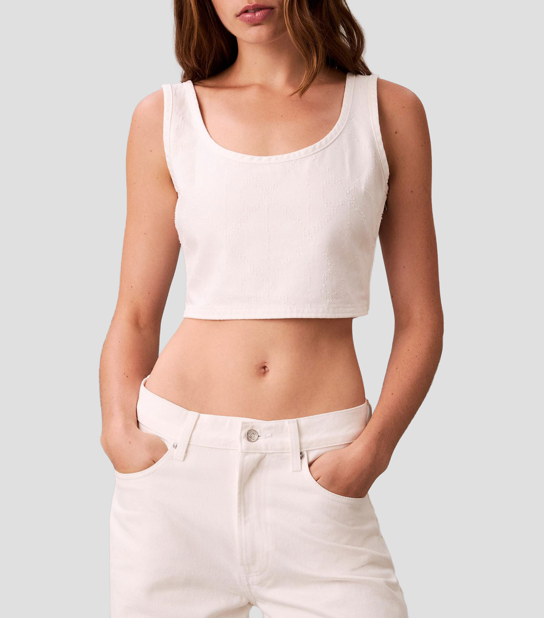 Top con microdiseños sin mangas Mujer