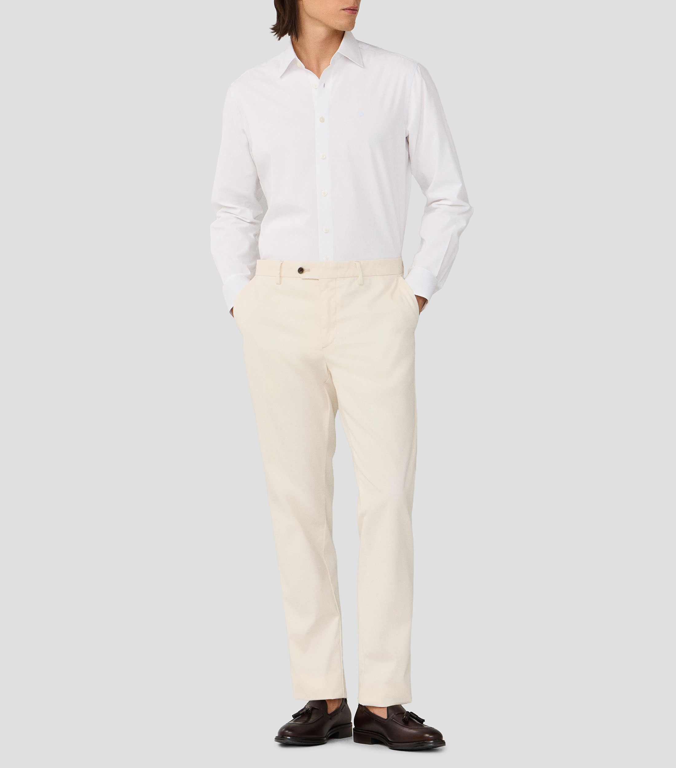 Camisa lisa con manga larga Hombre