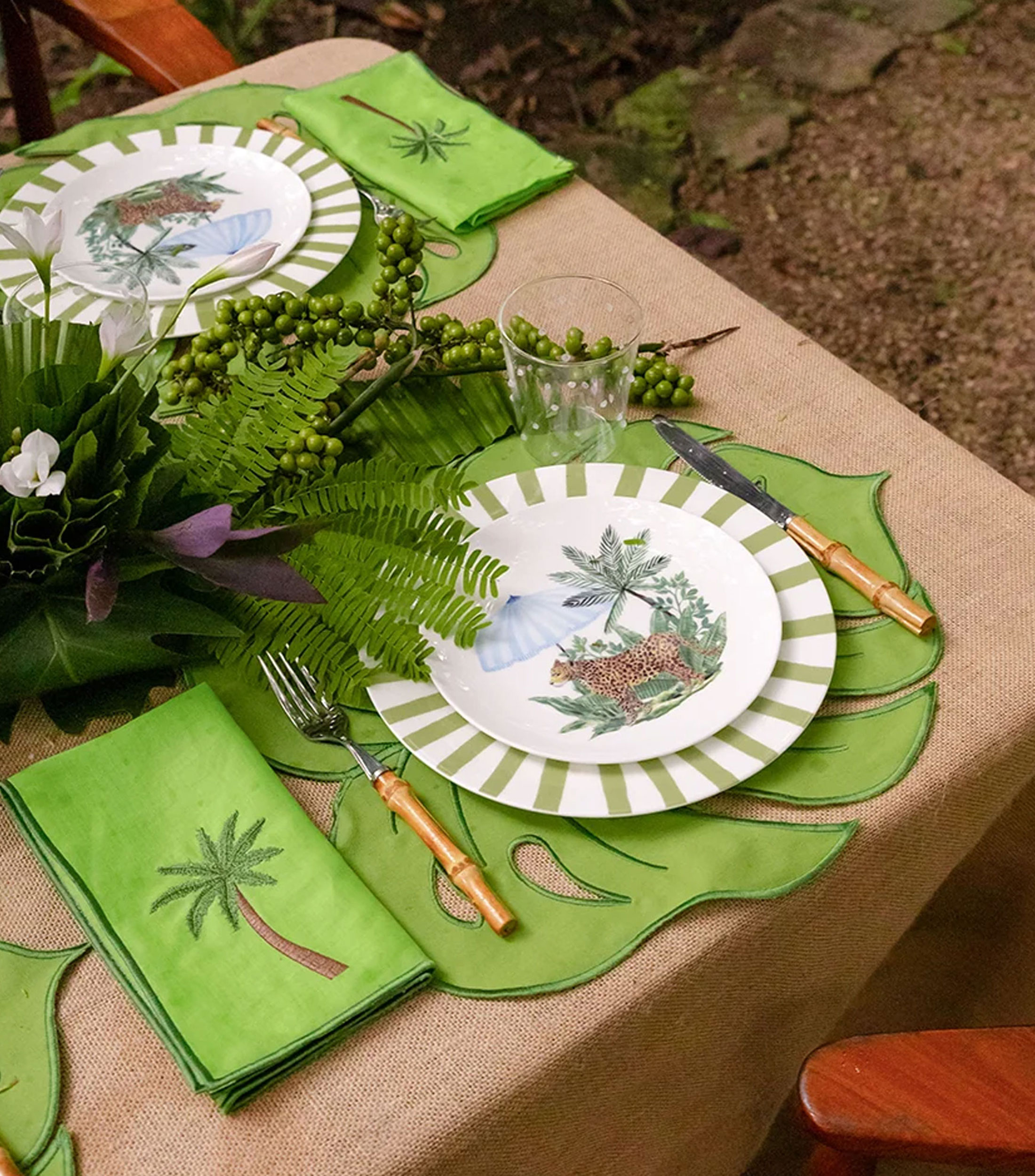 Set 4 Servilletas Verde Palmera Tropical