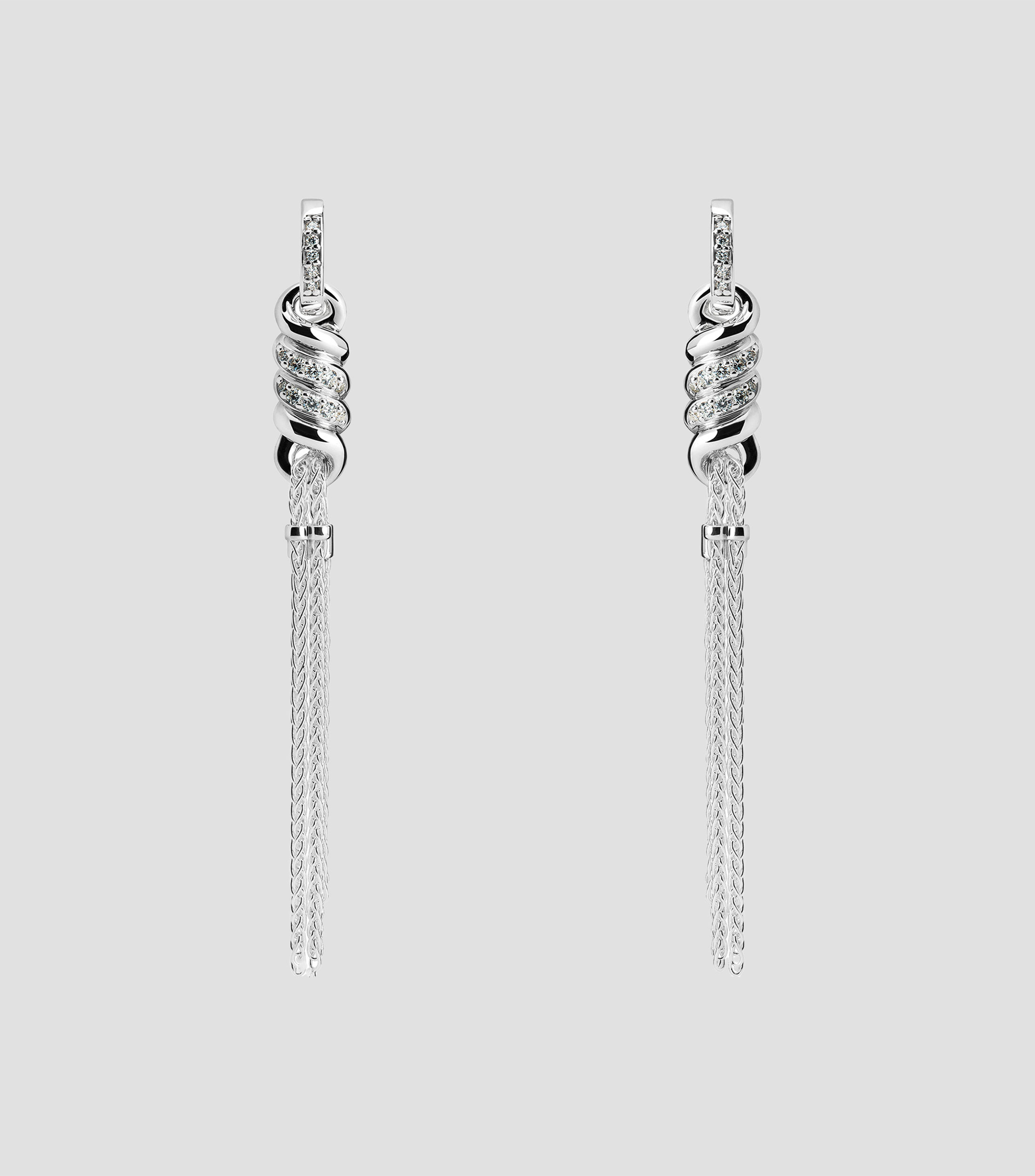 Aretes en plata con Diamantes Lazos Infinitos Mujer
