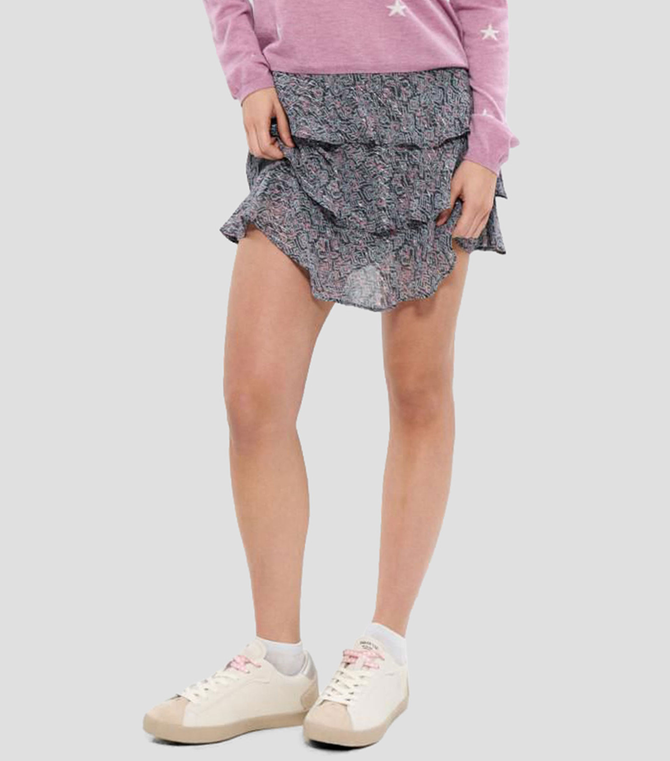 Falda corta de corte A estampada Mujer