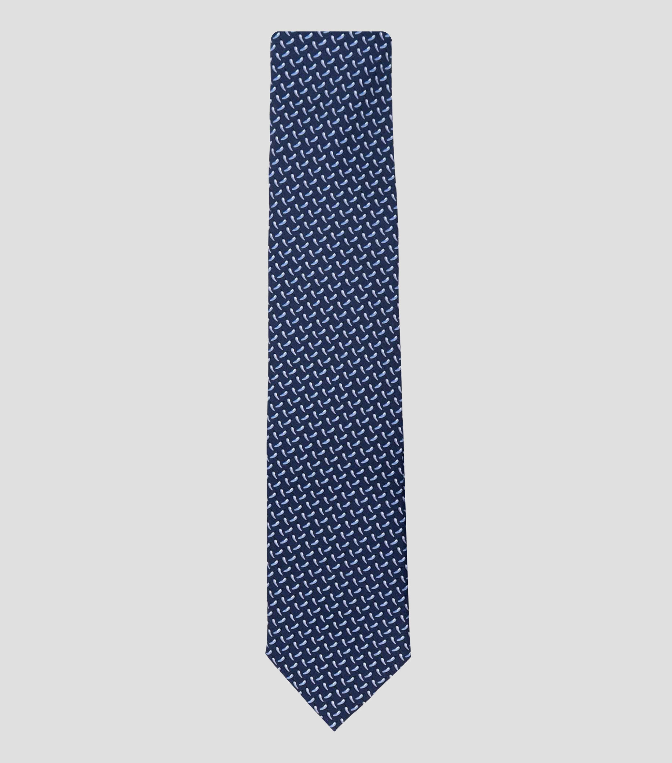 Corbata ancha de seda azul grisáceo con estampado de chiles de México