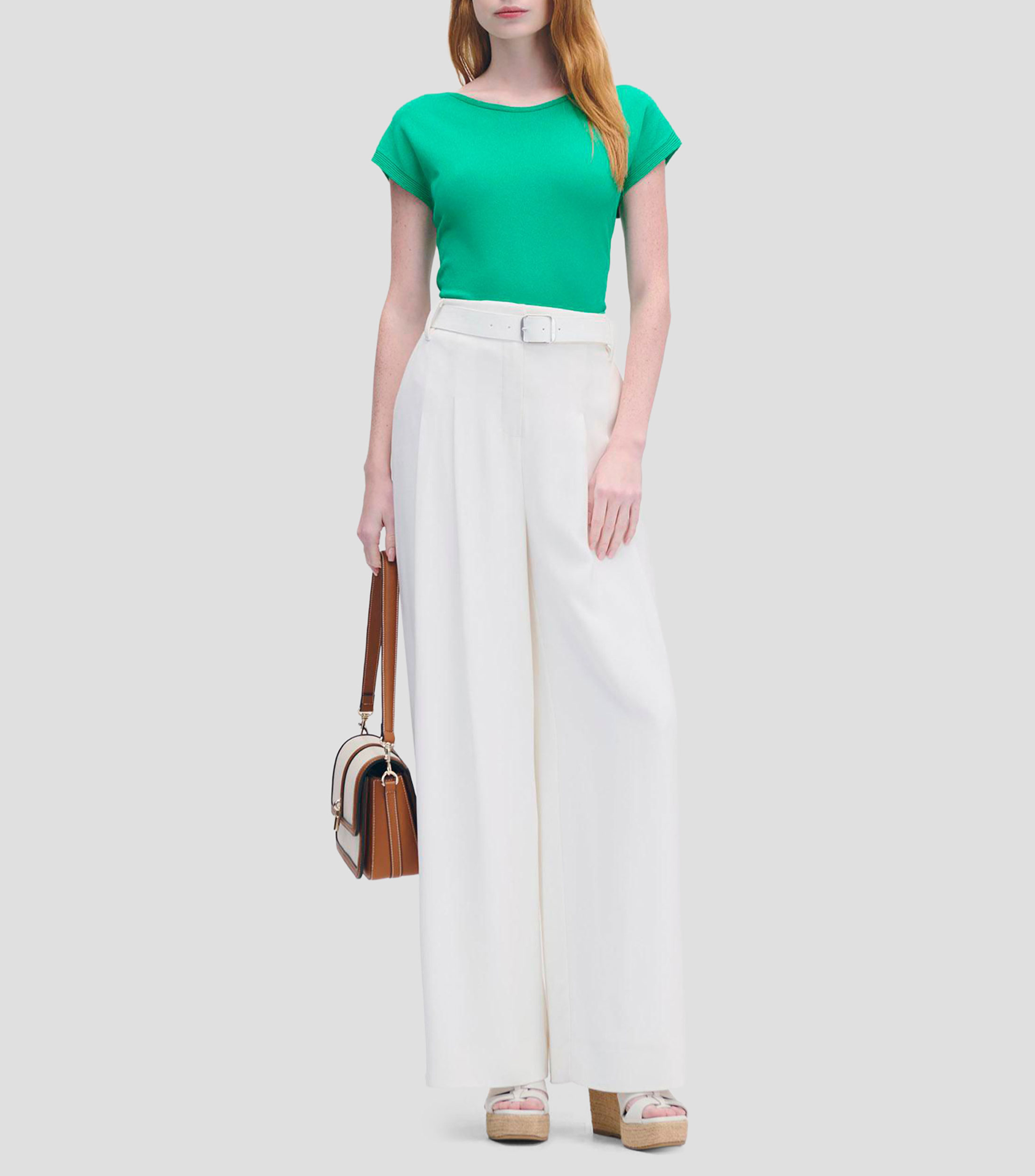 Blusa Tejido de Punto Verde Trébol Manga Sisa Mujer