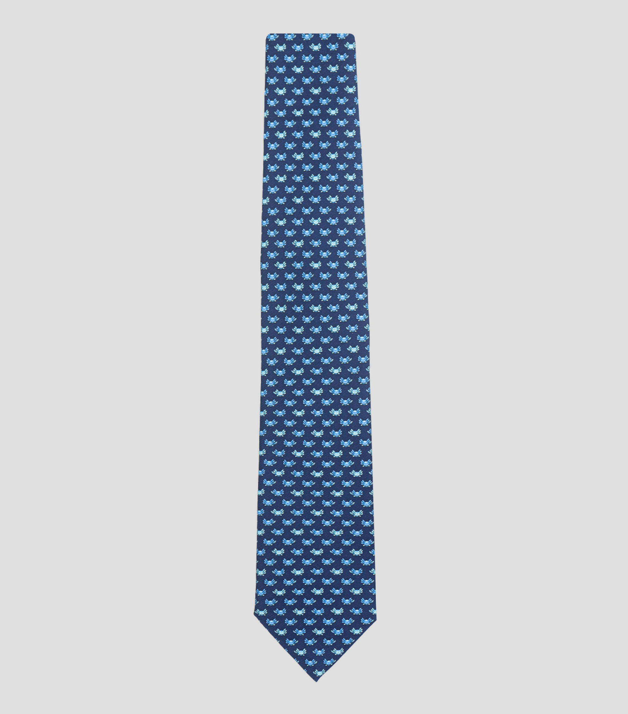 Corbata ancha en seda Marino con Ajolotes