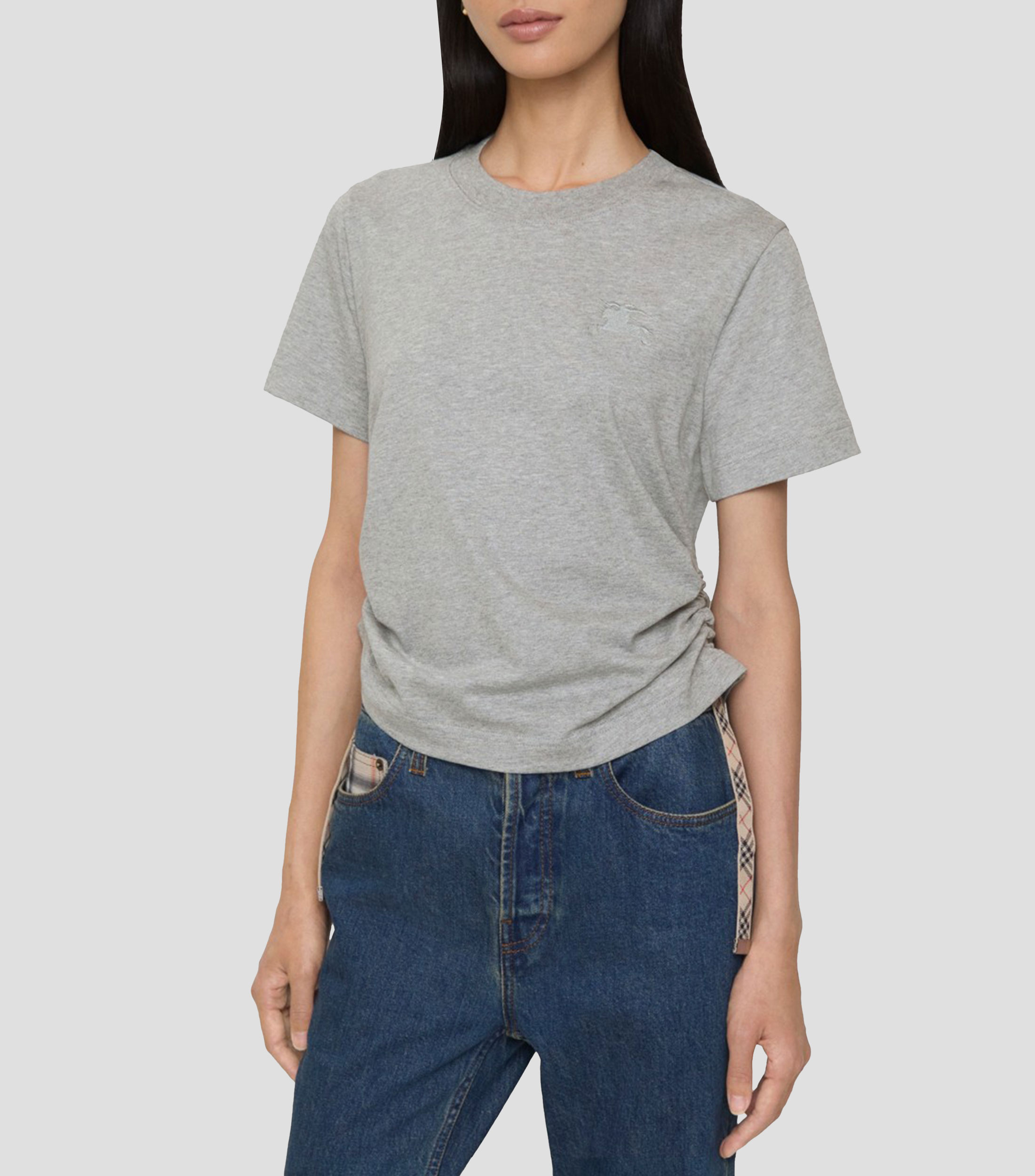 Playera de cuello redondo y manga corta Festival jaspeada Mujer