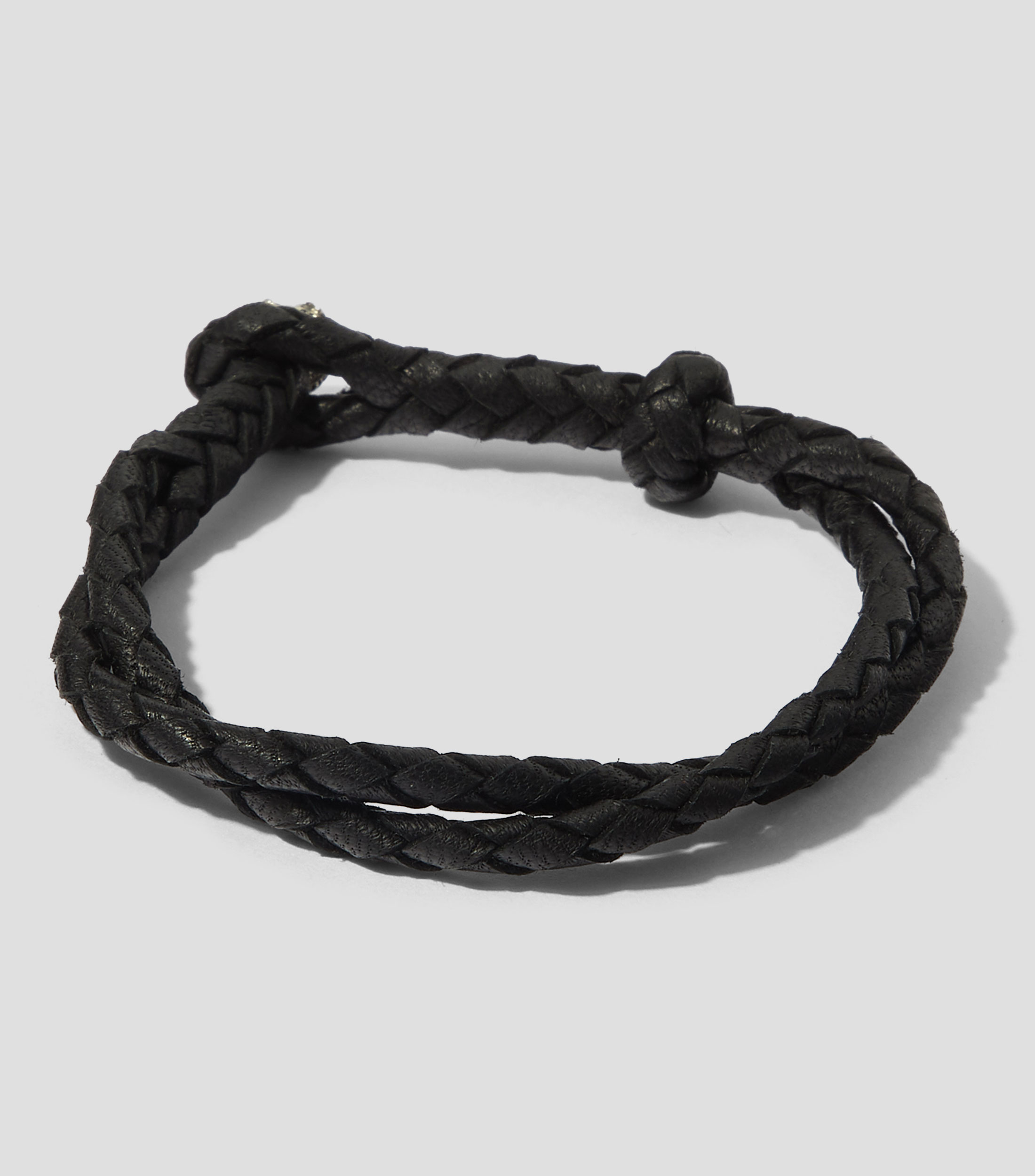 Pulsera doble trenza en piel Hombre