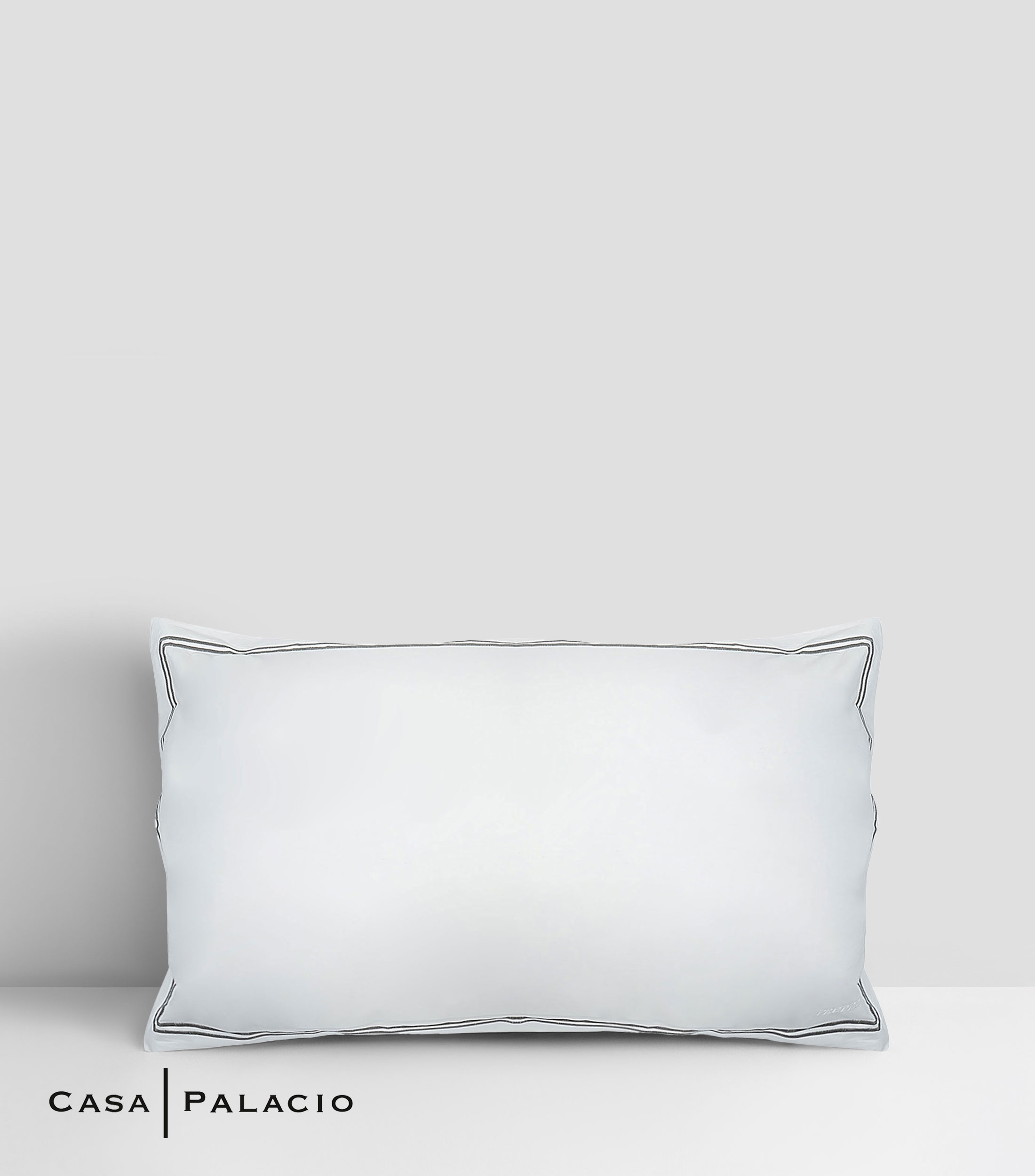 Funda Decorativa para Almohada King Size de Algodon Classic Hotel Bourd Blanca, Gris
