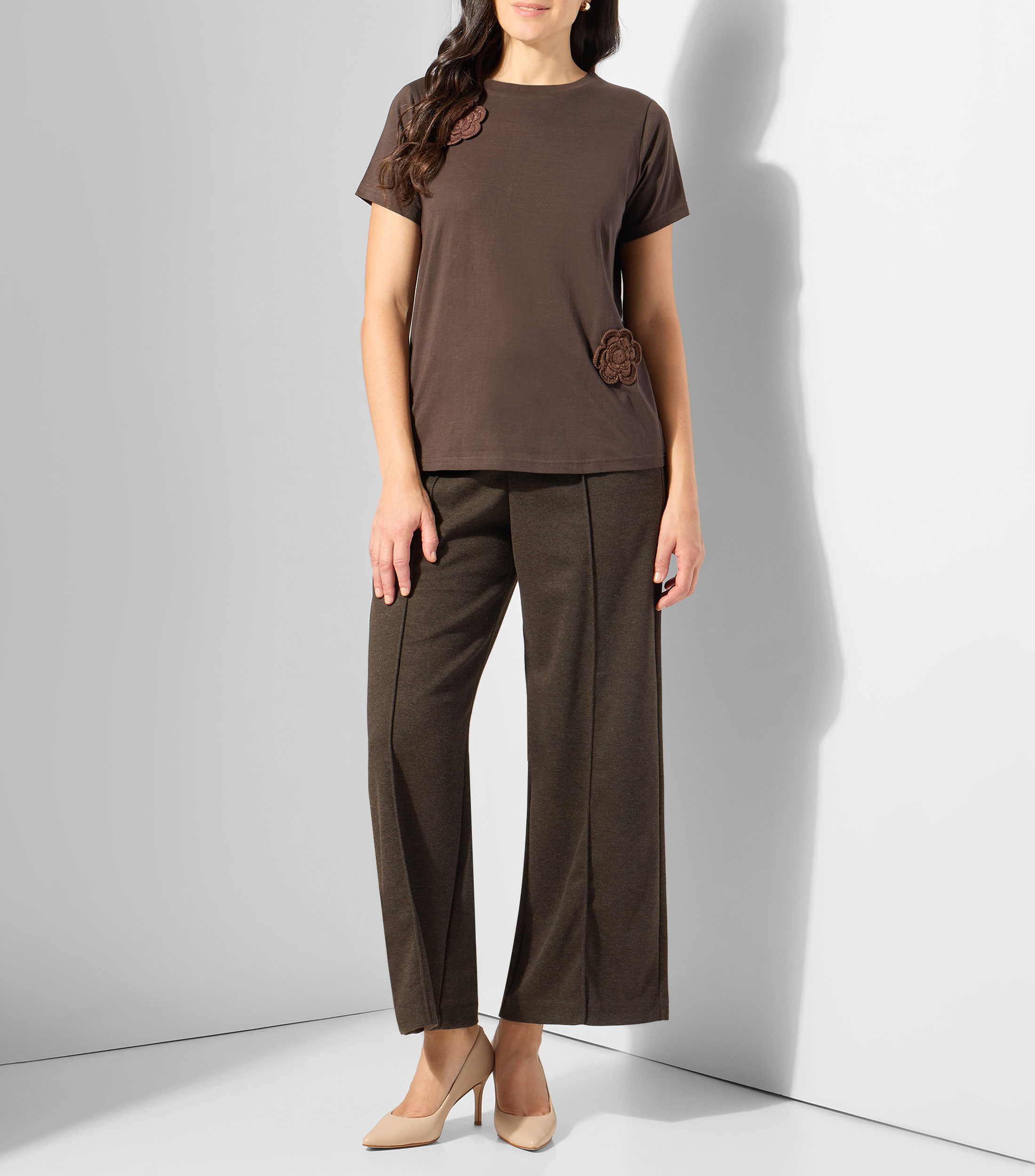 Playera cuello redondo manga corta lisa Mujer