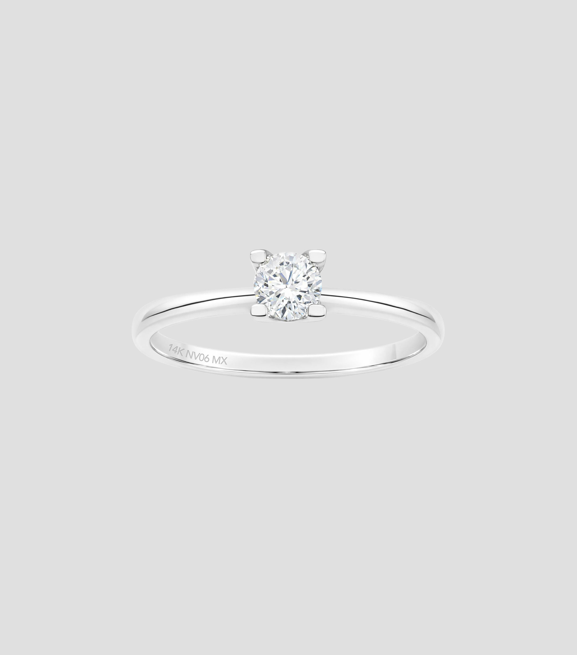 Anillo solitario en Oro blanco de 14 Kilates con diamante Mujer