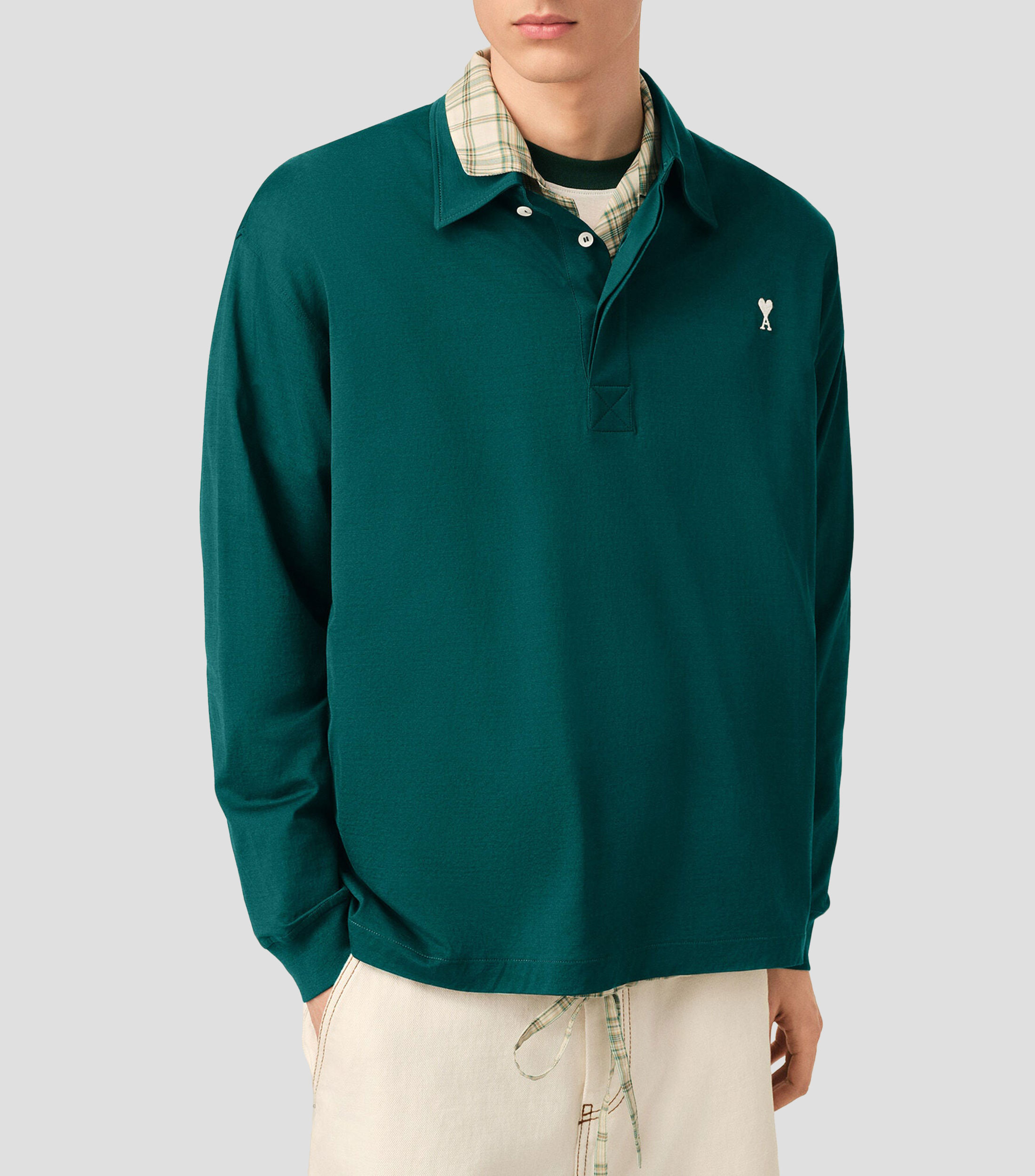 Playera tipo polo manga larga lisa Hombre