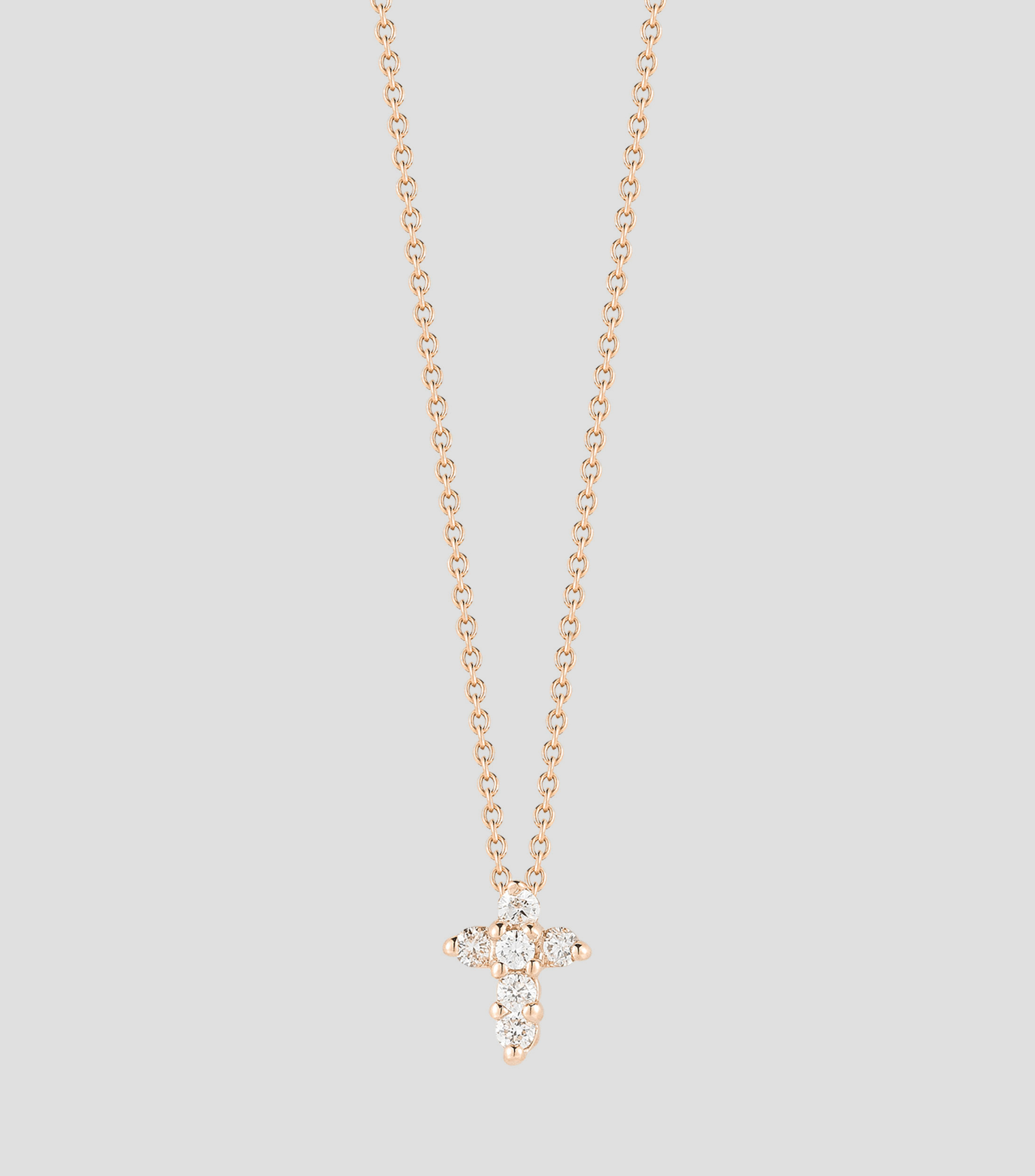 Collar Cruz en Oro rosa de 18 kilates con diamantes Tiny Treasures Mujer