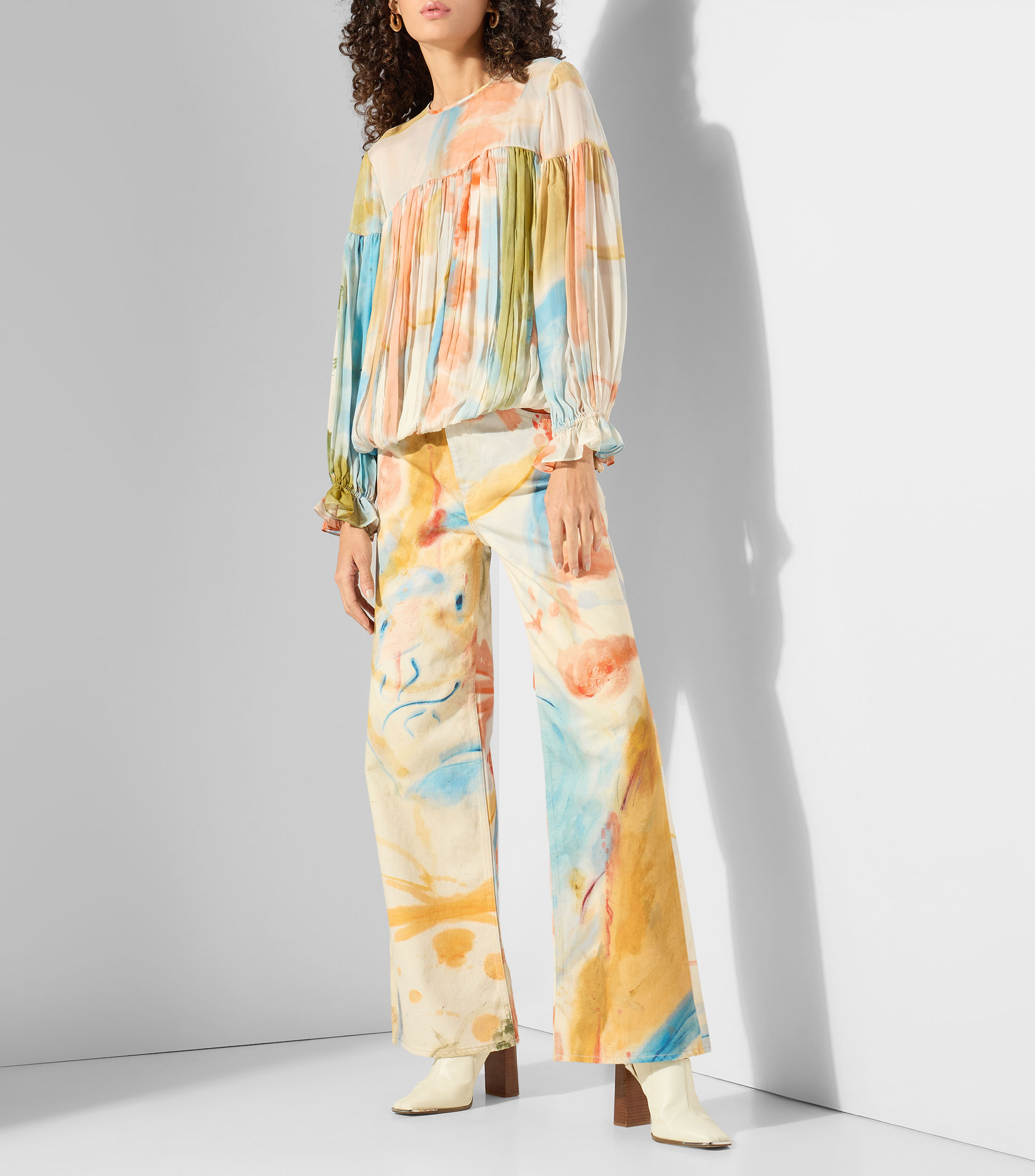 Blusa estampada con manga larga Mujer