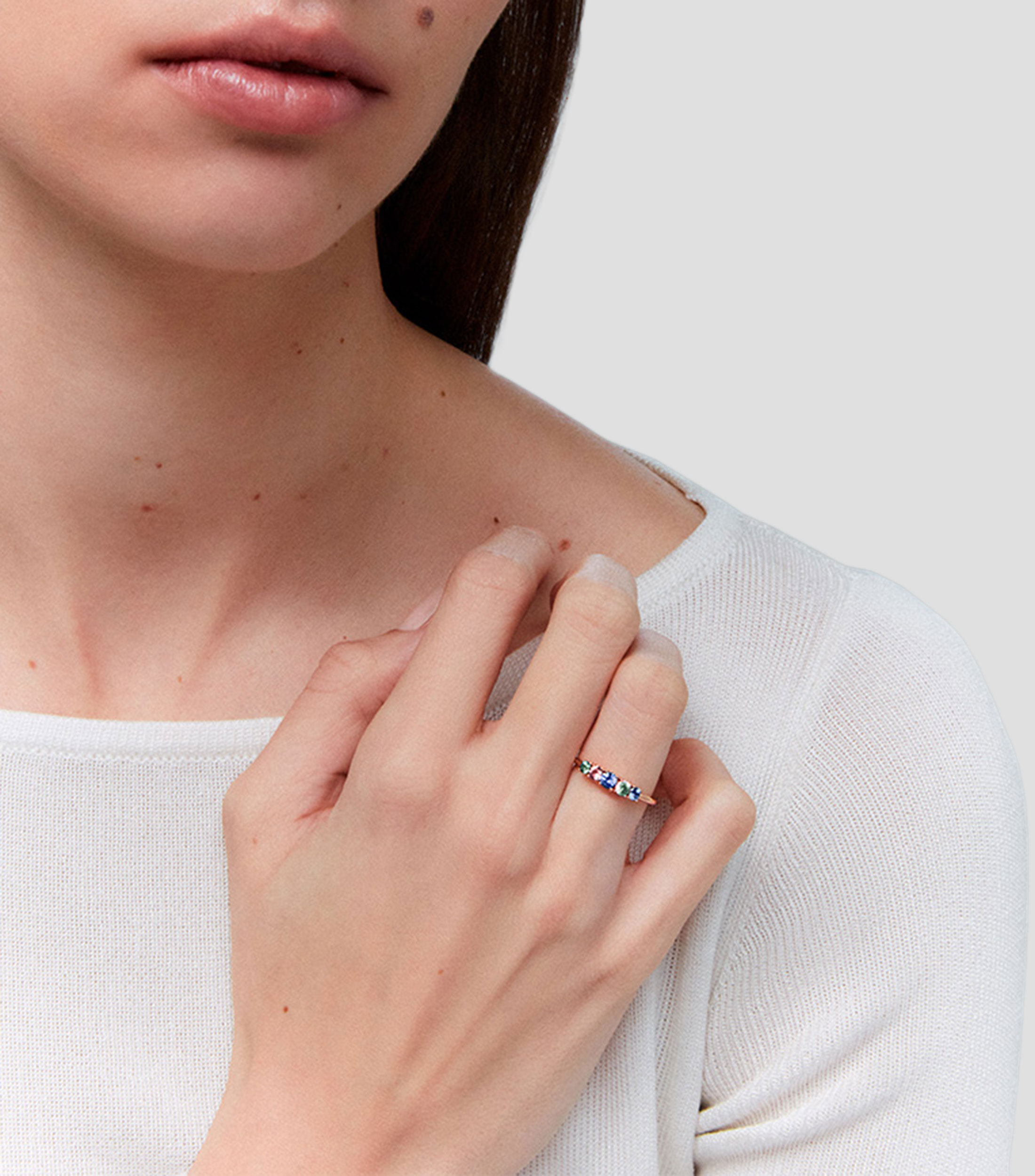 Anillo oro rosa 18 Kilates con zafiro Mujer