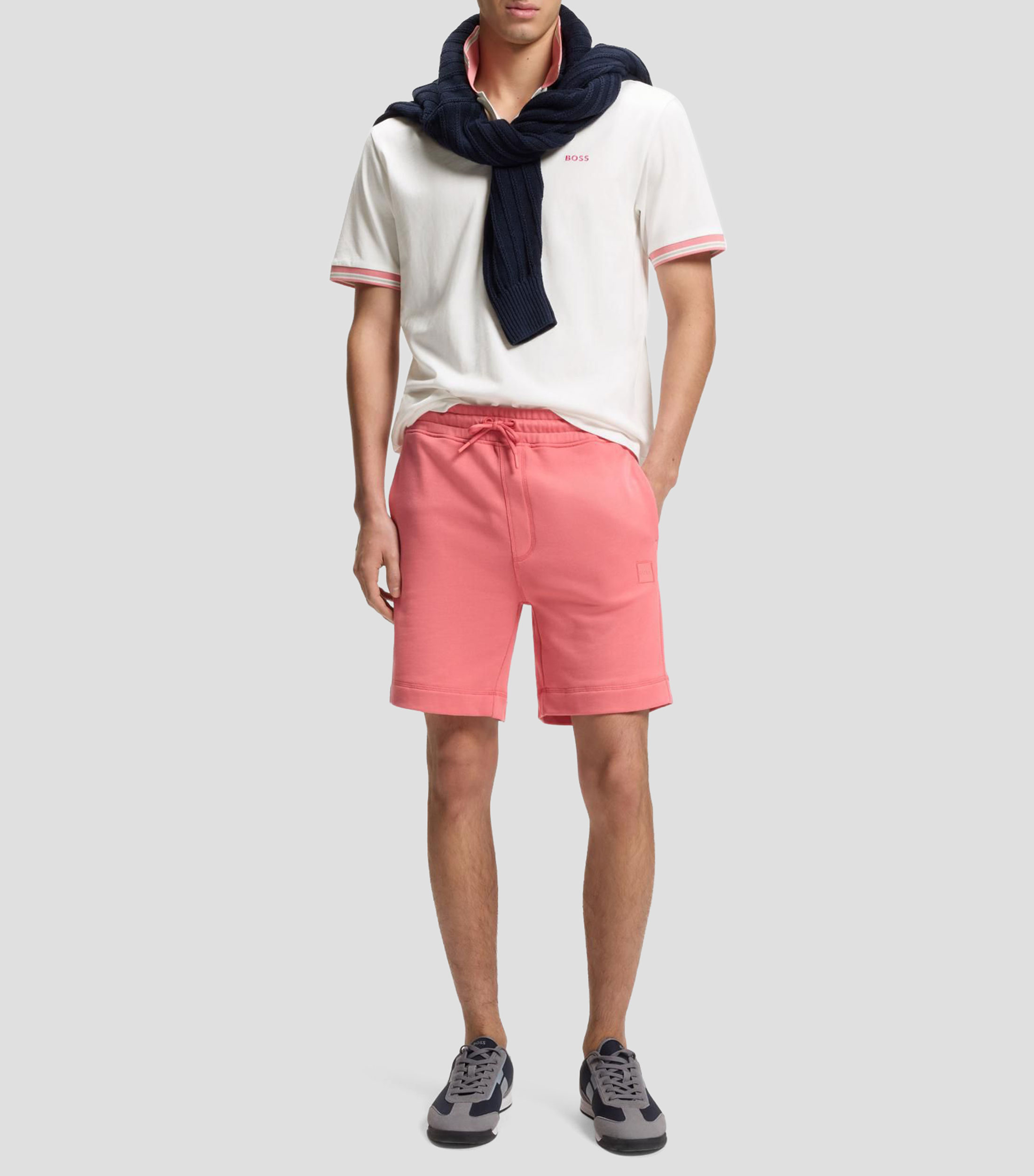 Polo en punto de algodón con detalles de raya Hombre