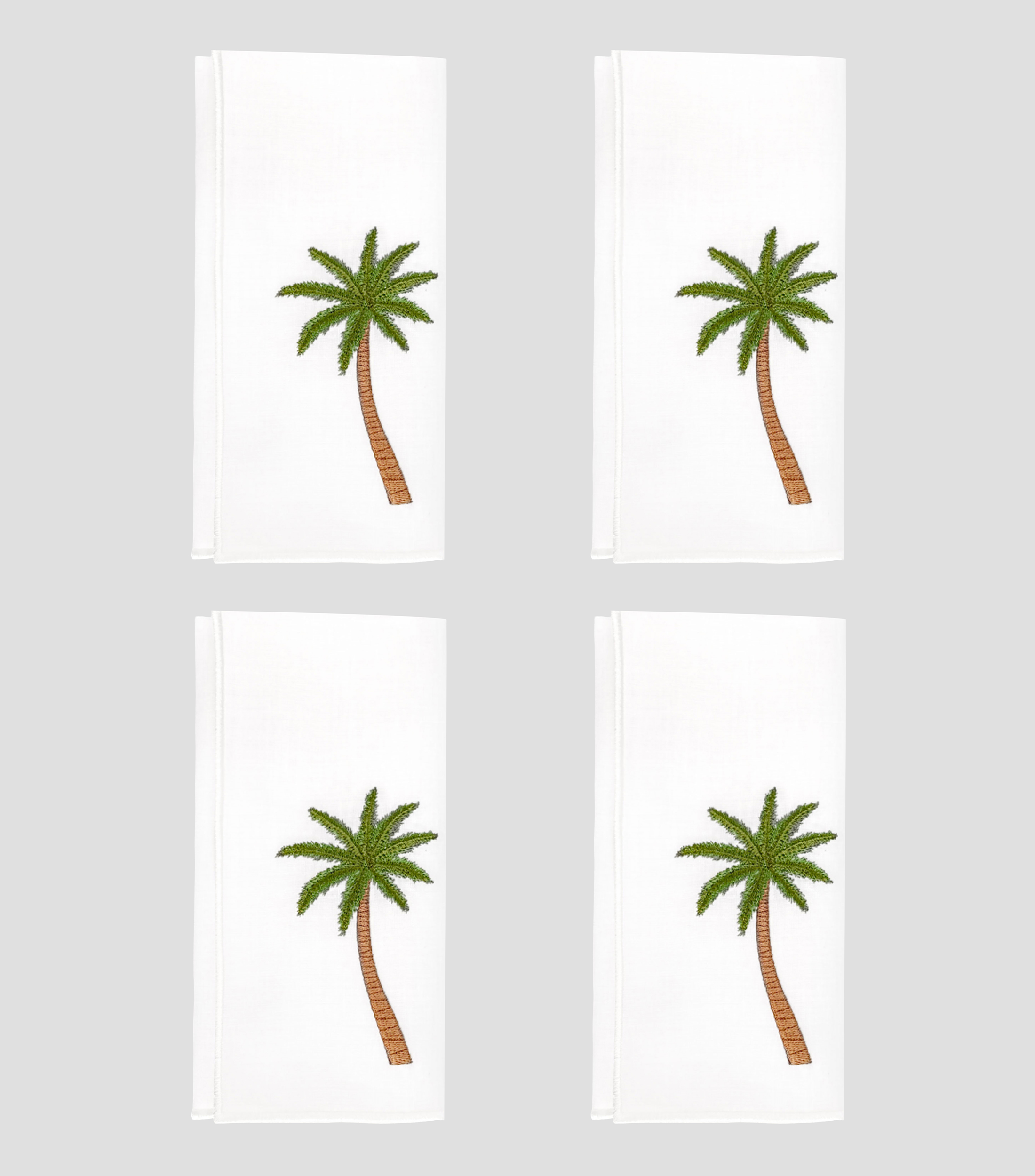 Set 4 Servilletas Blancas Palmera Tropical