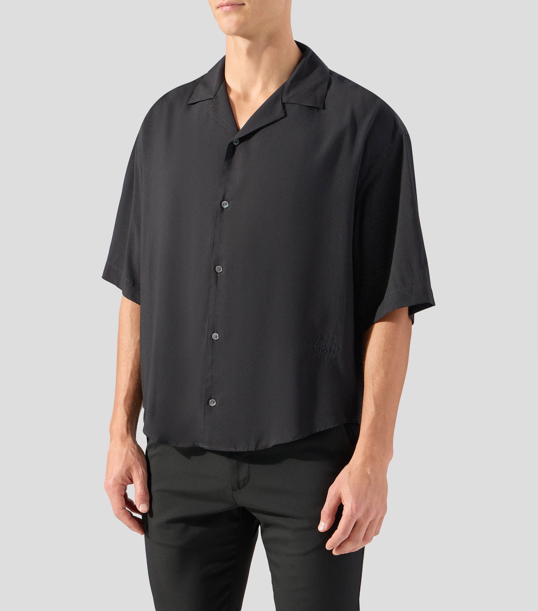 Camisa lisa con manga corta Hombre