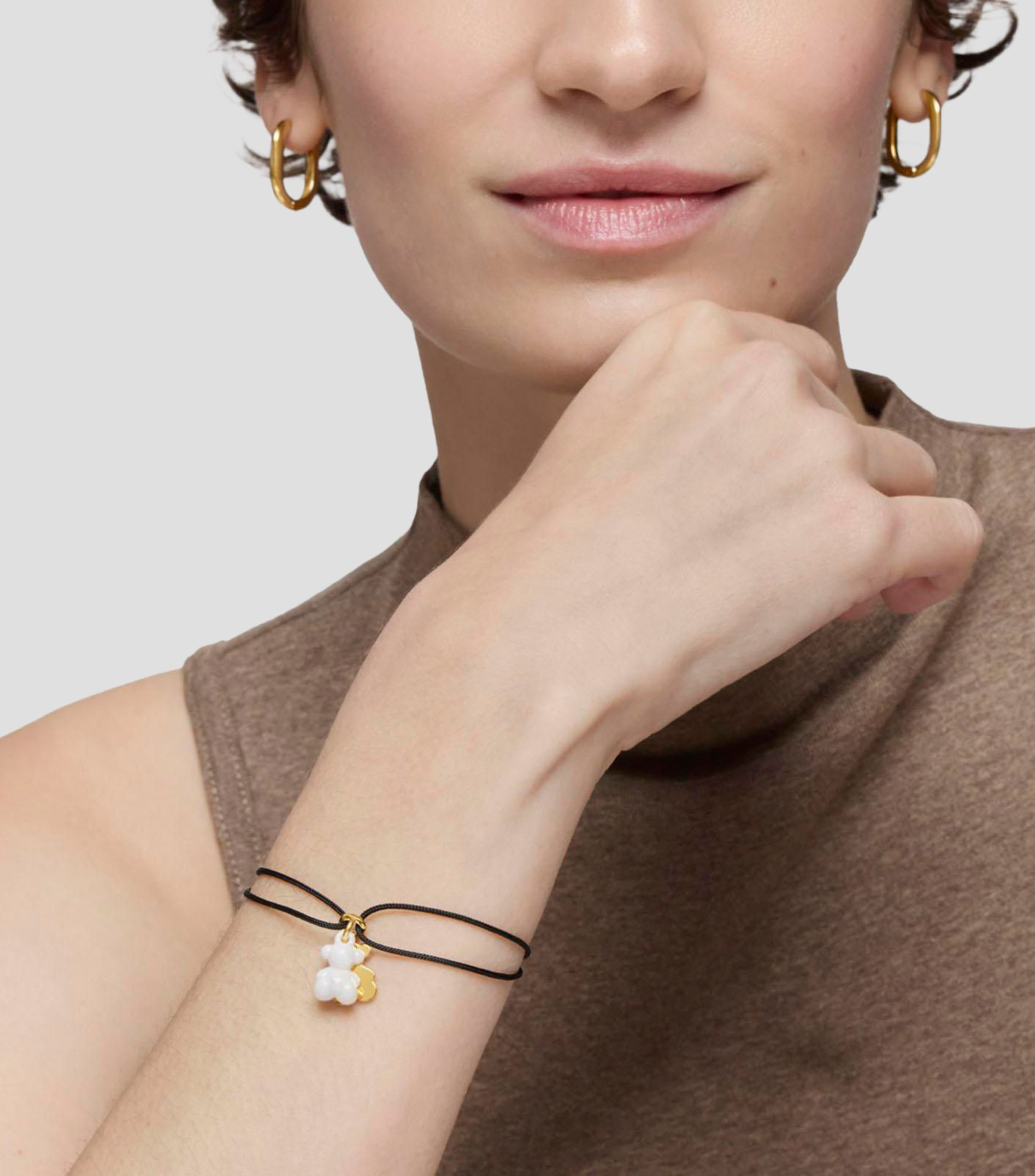 Pulsera negra con cerámica Bold Bear Mujer