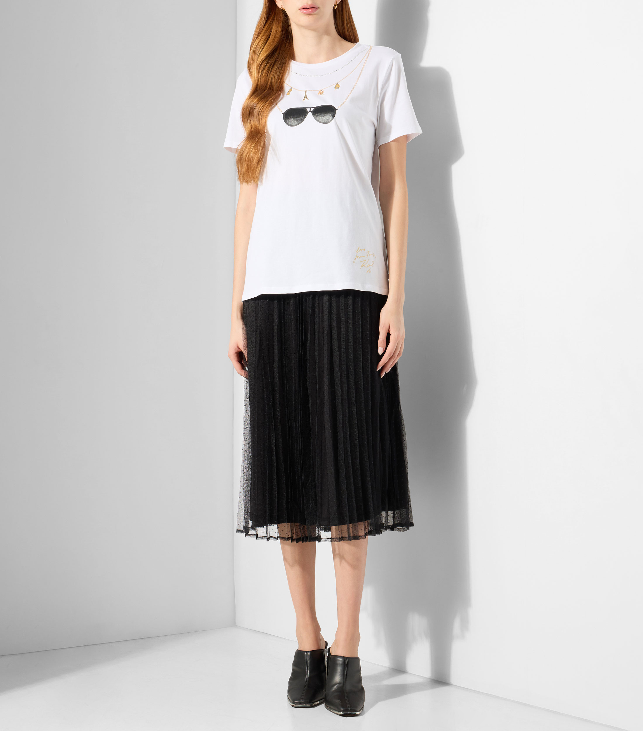 Playera cuello redondo manga corta estampada Mujer