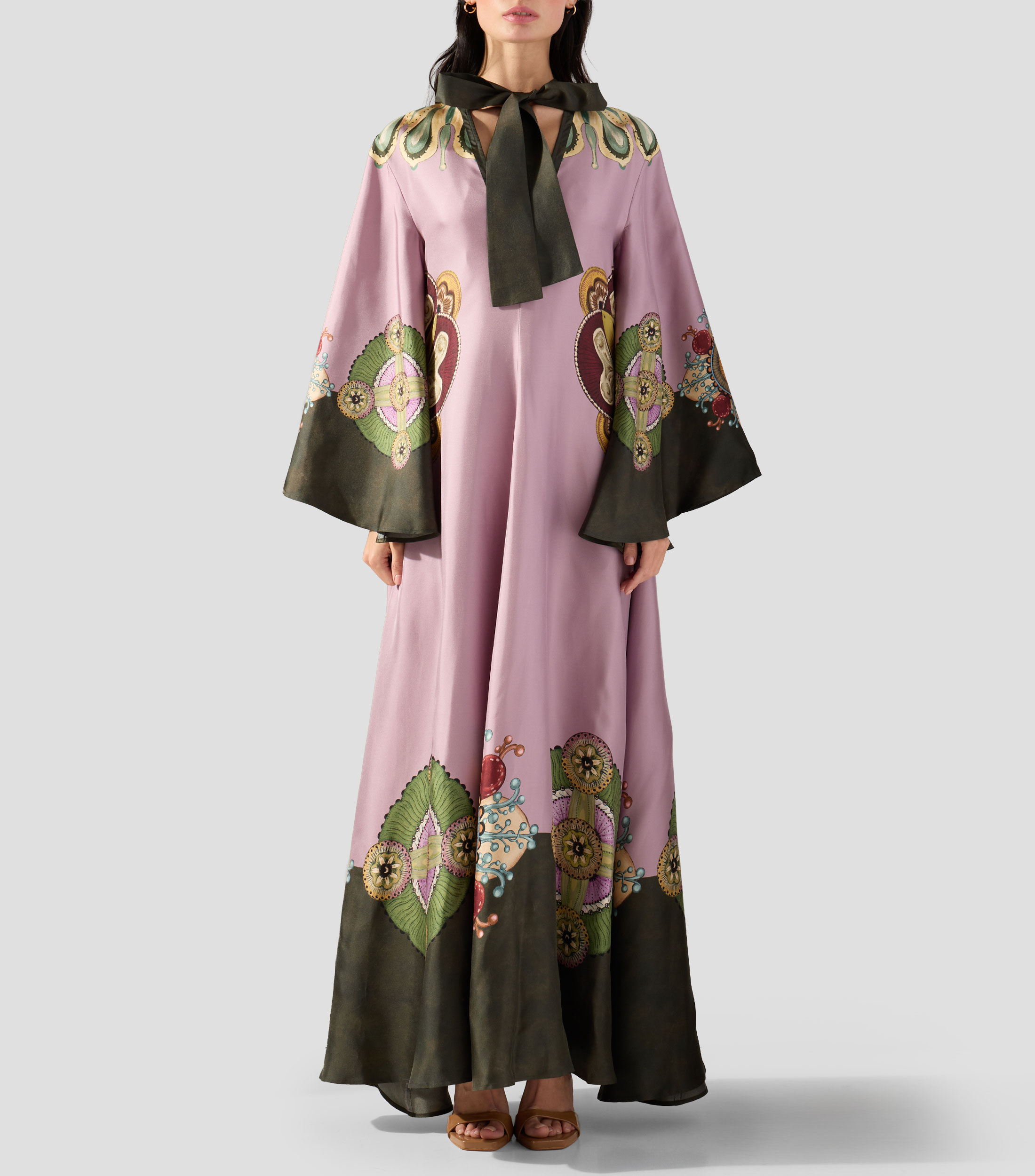 Vestido largo con manga larga estampado Magnifico Mujer