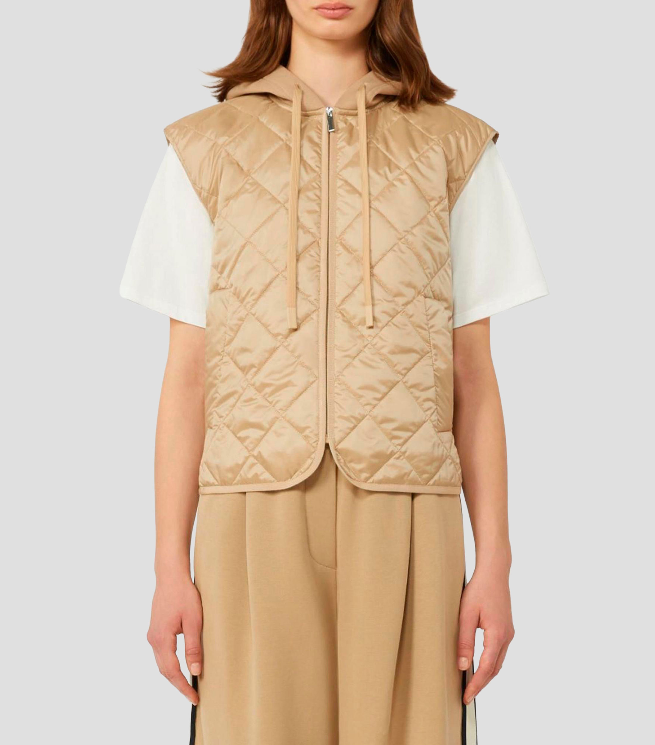 Chaleco acolchado con capucha liso Mujer
