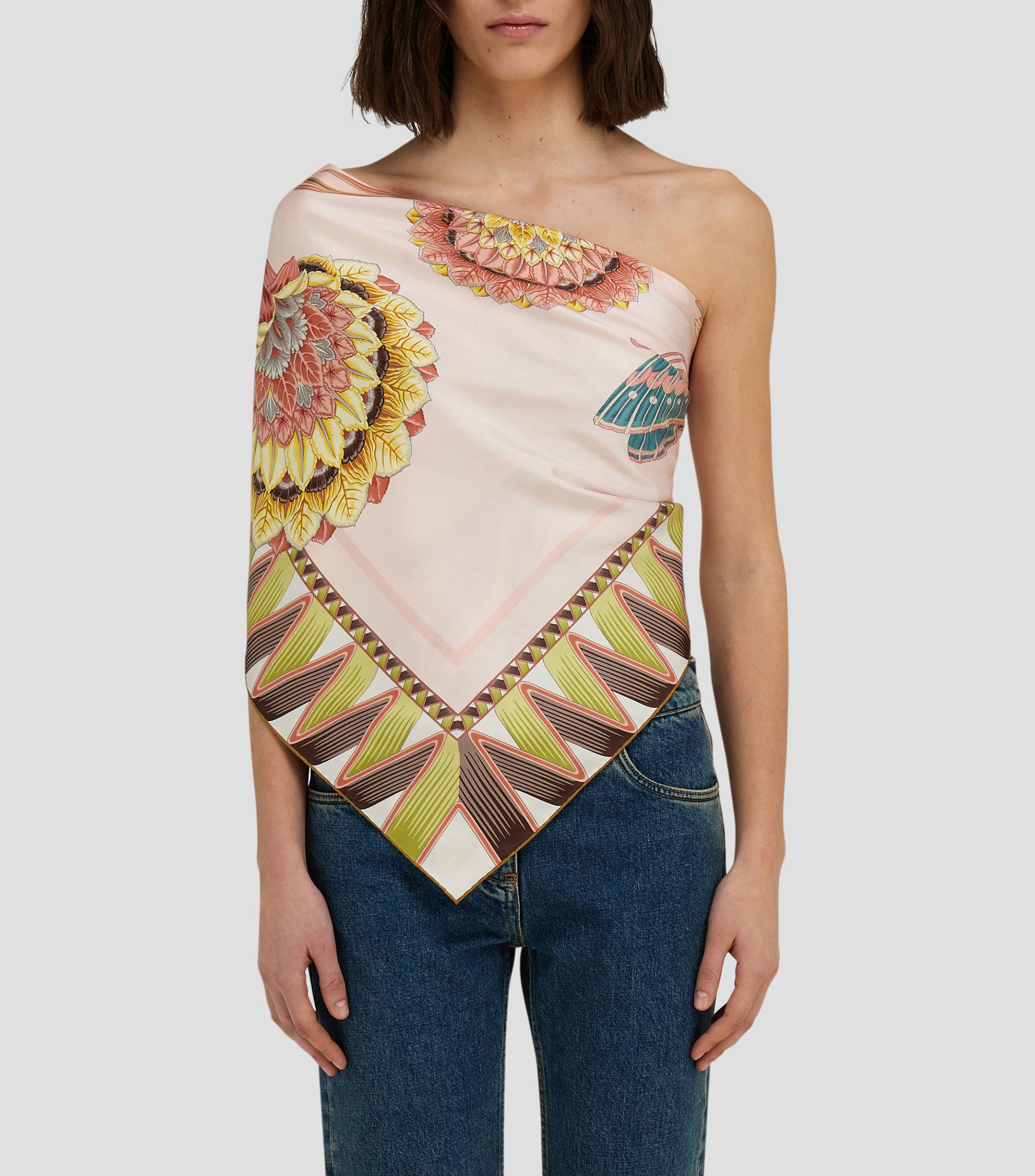 Pañuelo de seda estampado Jade Mujer