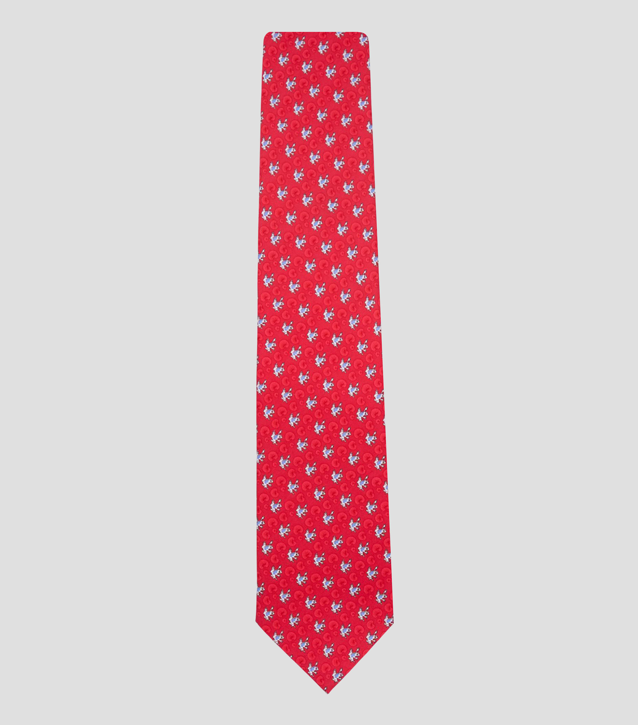 Corbata ancha en seda roja estampada S8 Rana y Nenúfares Hombre