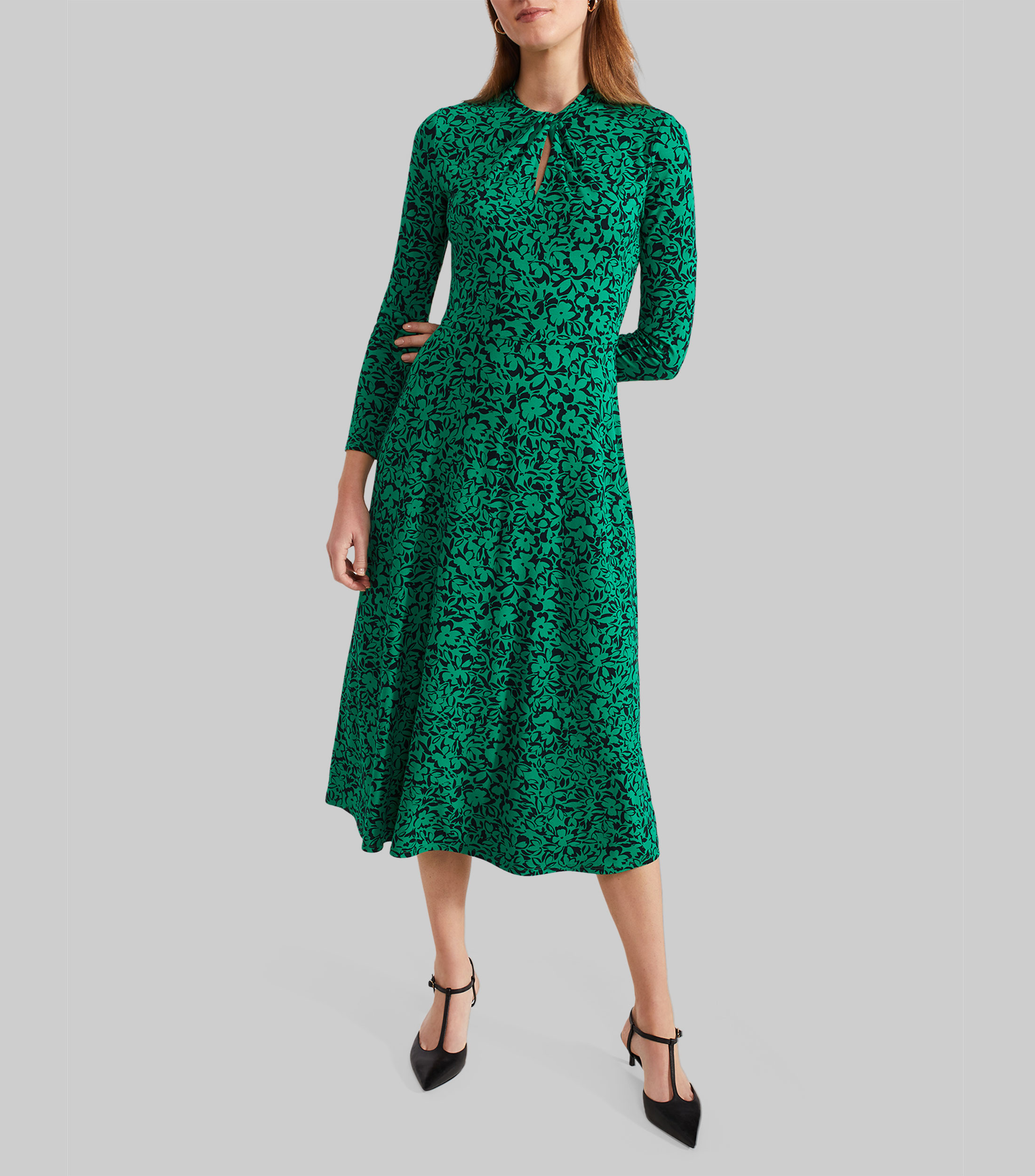 Vestido midi manga larga estampado Yasmin Mujer