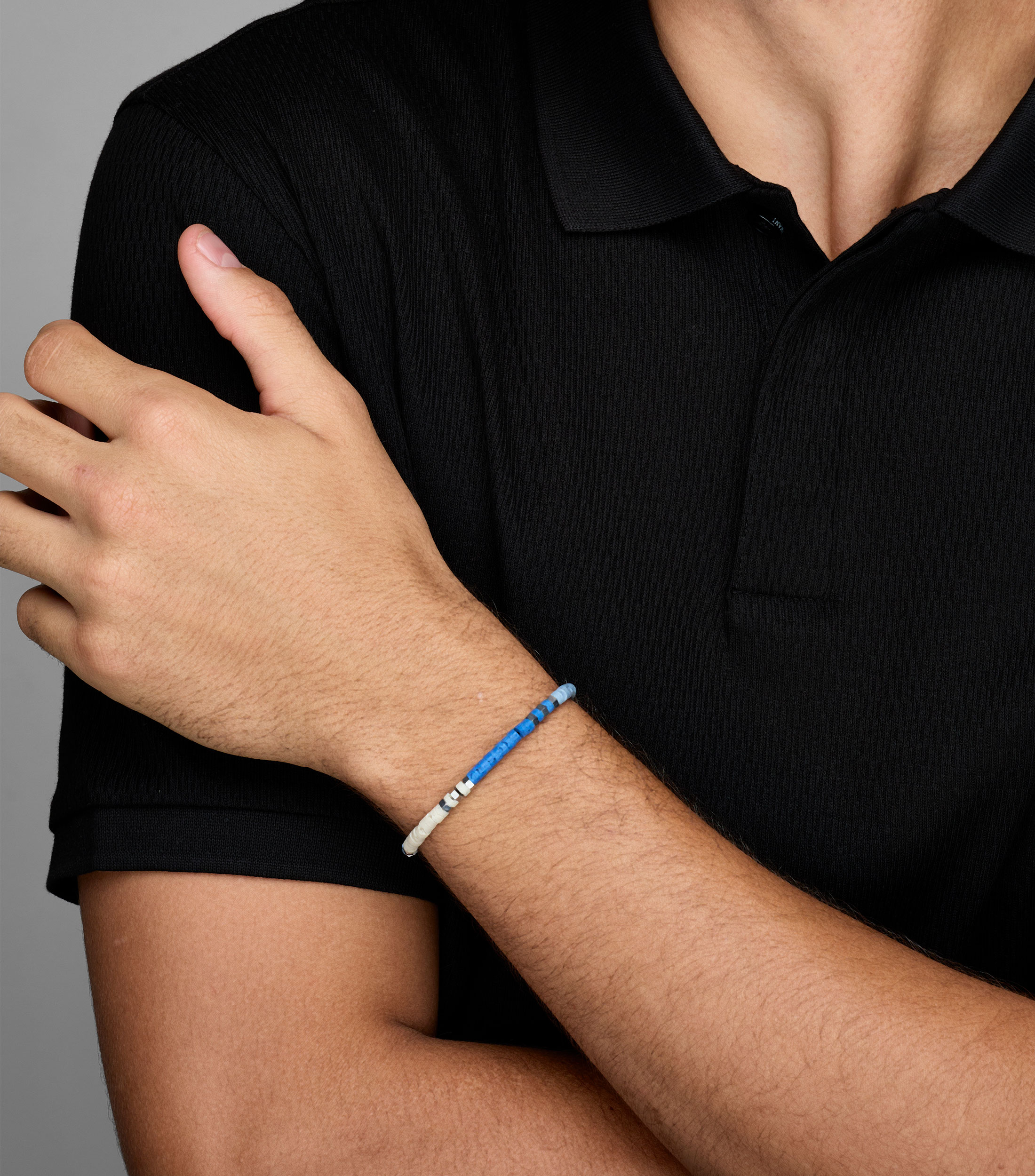 Pulsera con cuentas de piedra volcánica Hombre