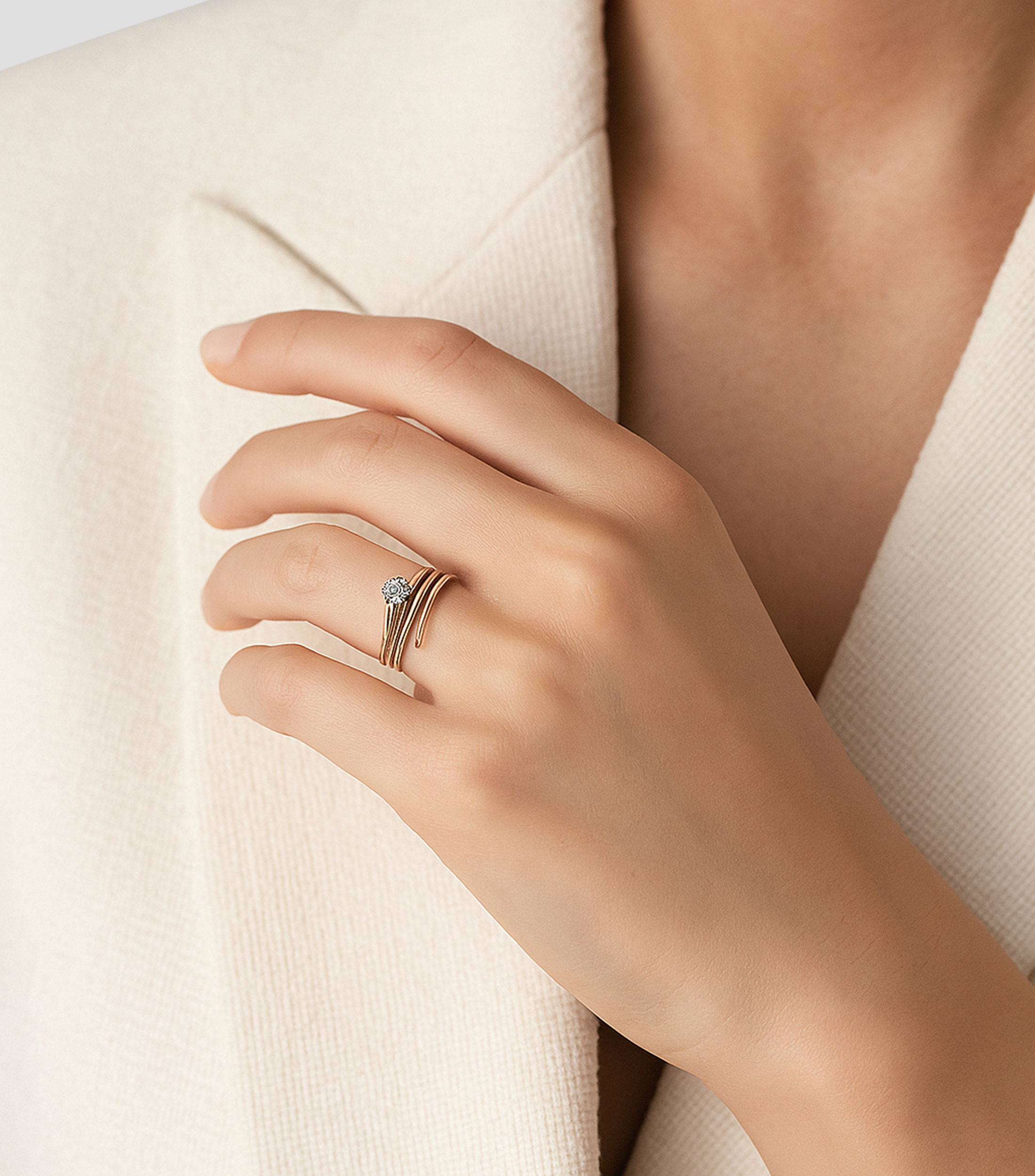 Anillo en oro rosa 18 Kts Idalia Talla 13 Mujer
