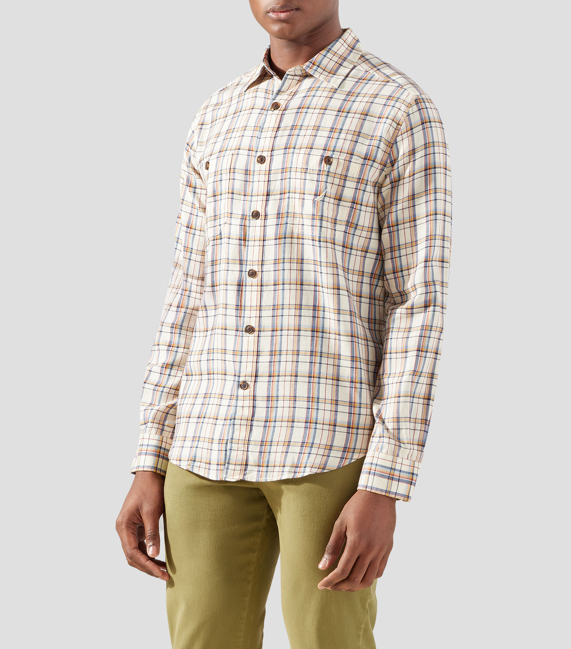 Camisa con cuadros manga larga Hombre