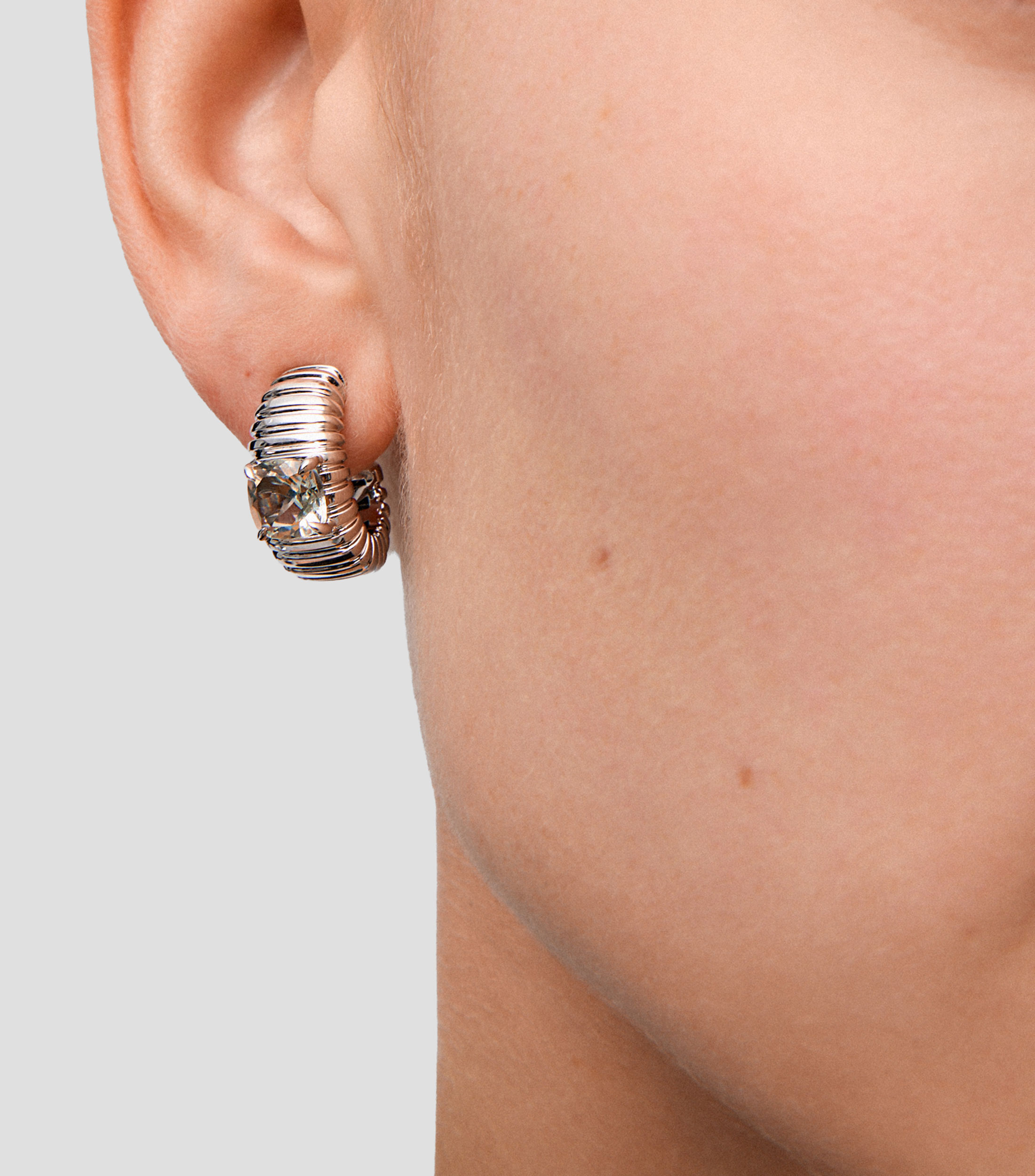 Aretes en plata gallonados con amatista Mujer