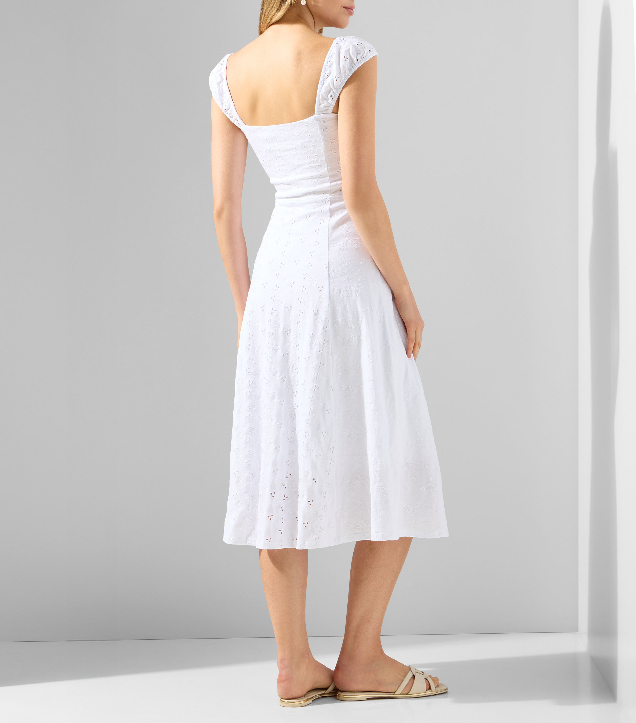 Vestido midi sólido floral Mujer
