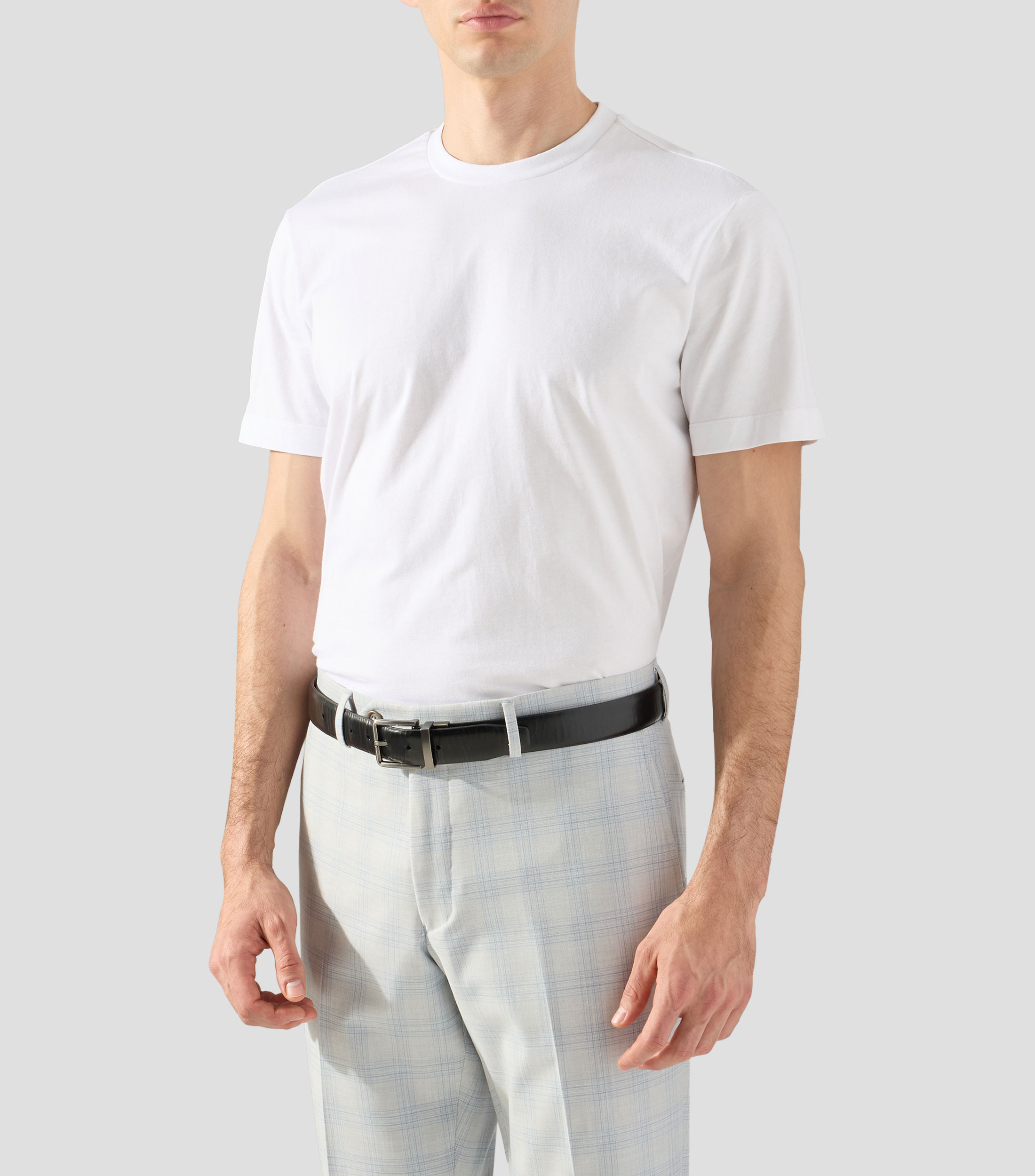 Playera de cuello redondo con manga corta lisa Hombre