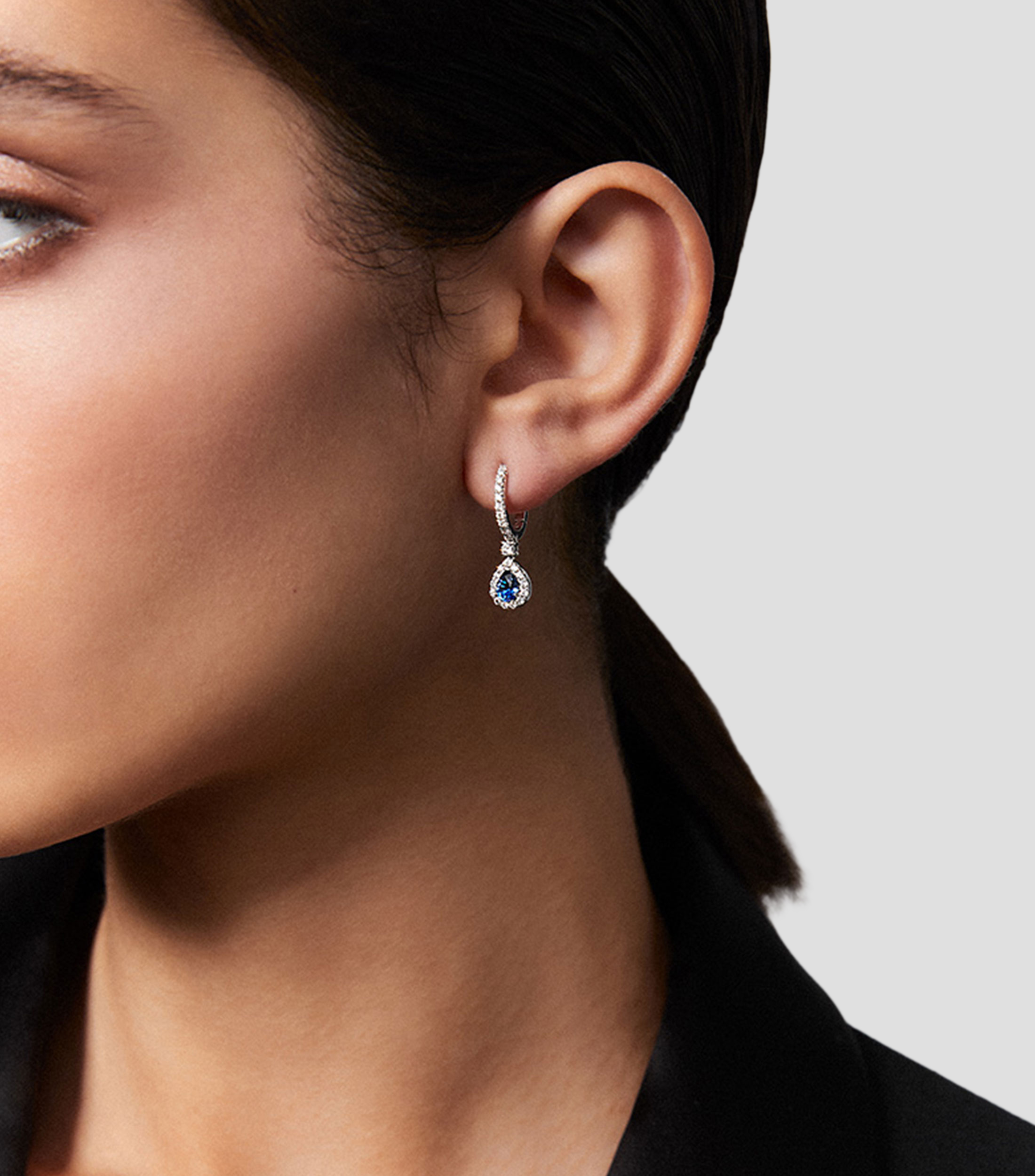 Pendientes en oro blanco de 18 kilates con diamantes Big Three Mujer