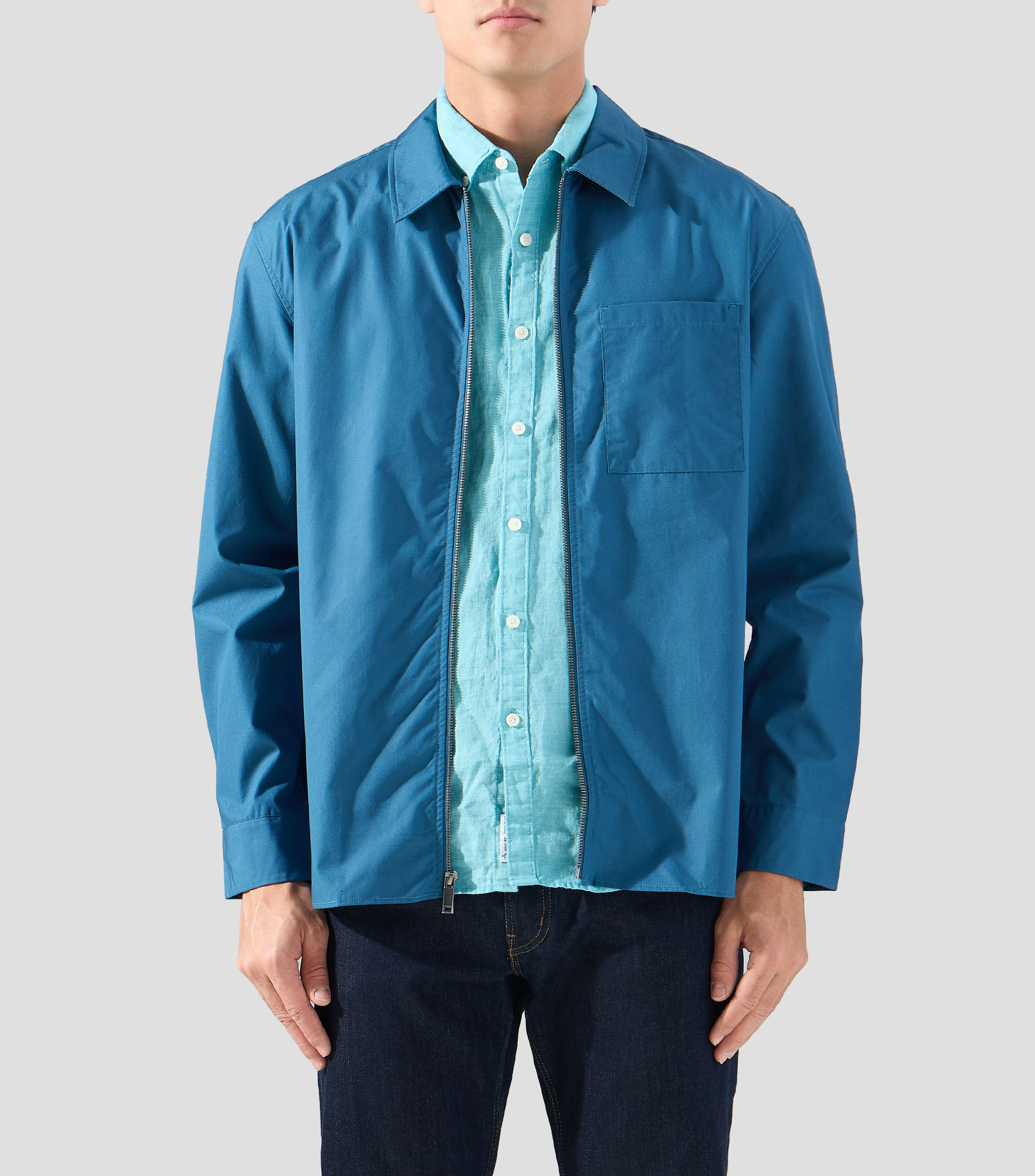 Camisa lisa manga larga Hombre