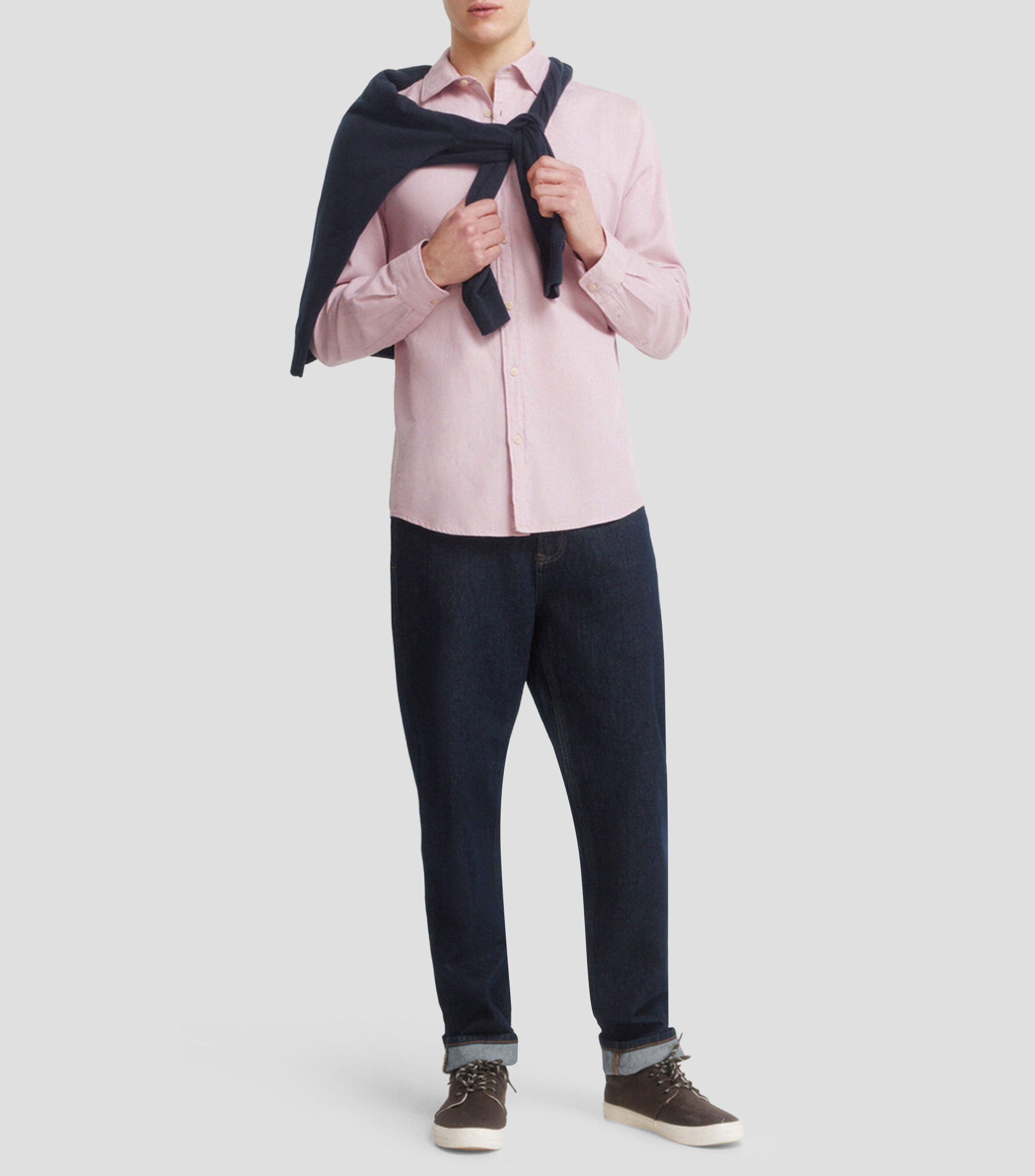 Camisa microdiseño manga larga Hombre