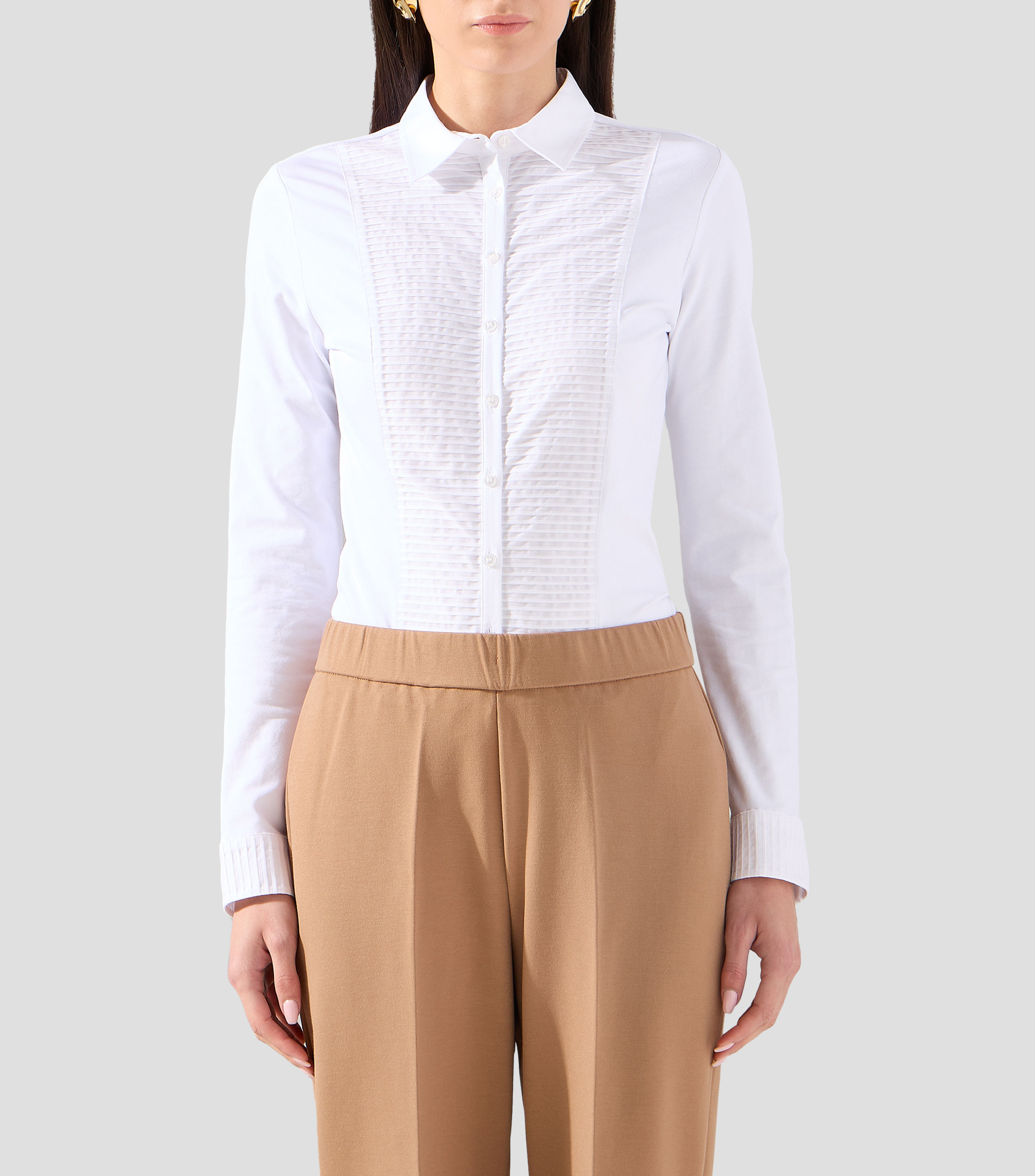 Blusa lisa de manga larga Mujer