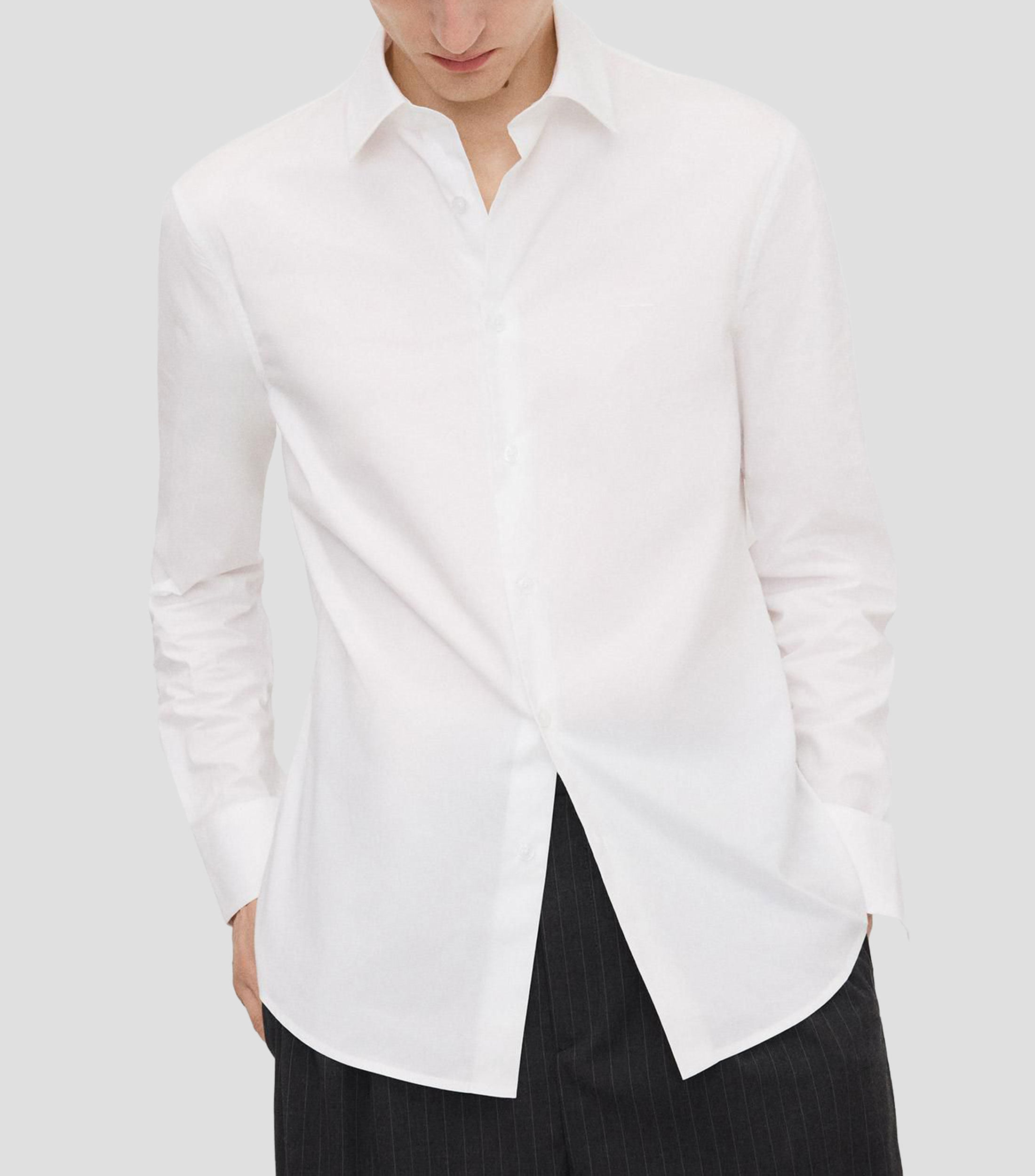 Camisa lisa manga larga Hombre