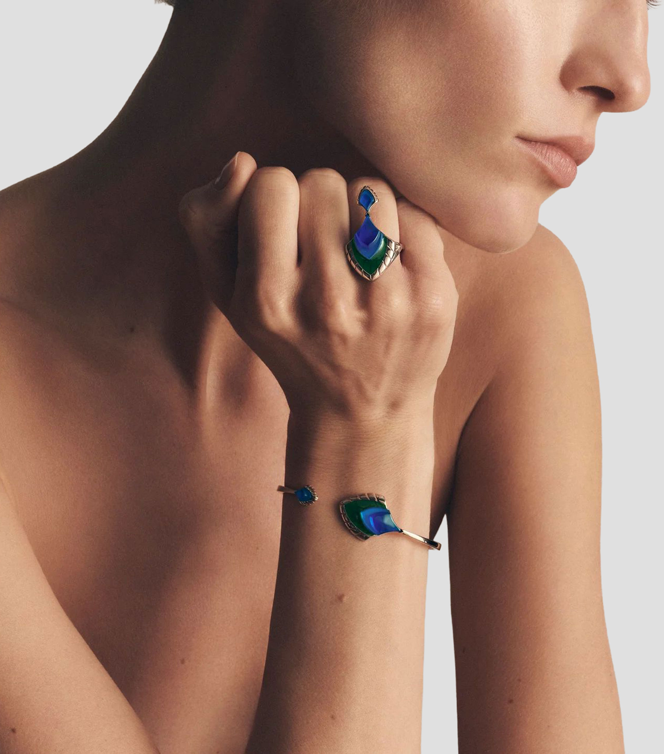 Pulsera flexible en plata con cristales Paon Large Mujer