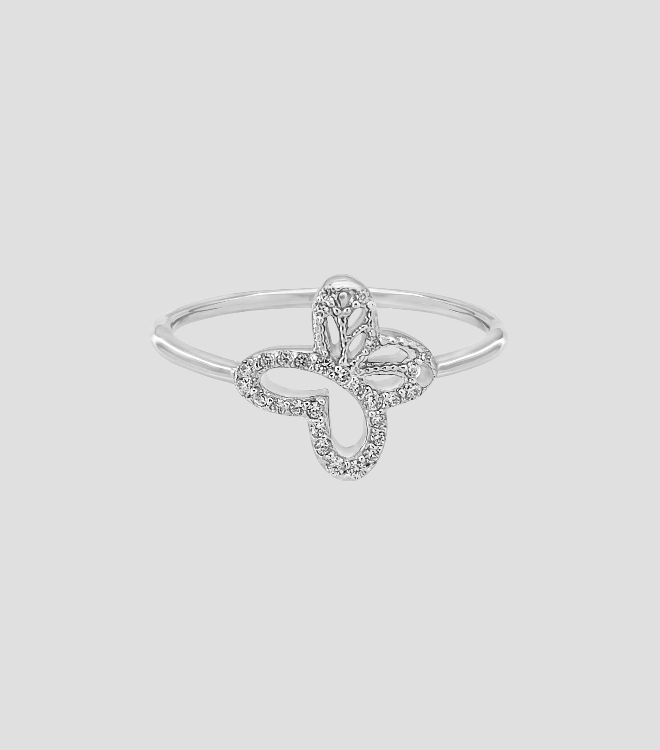 Anillo en plata .925 con mariposa monarca y circonia Mujer