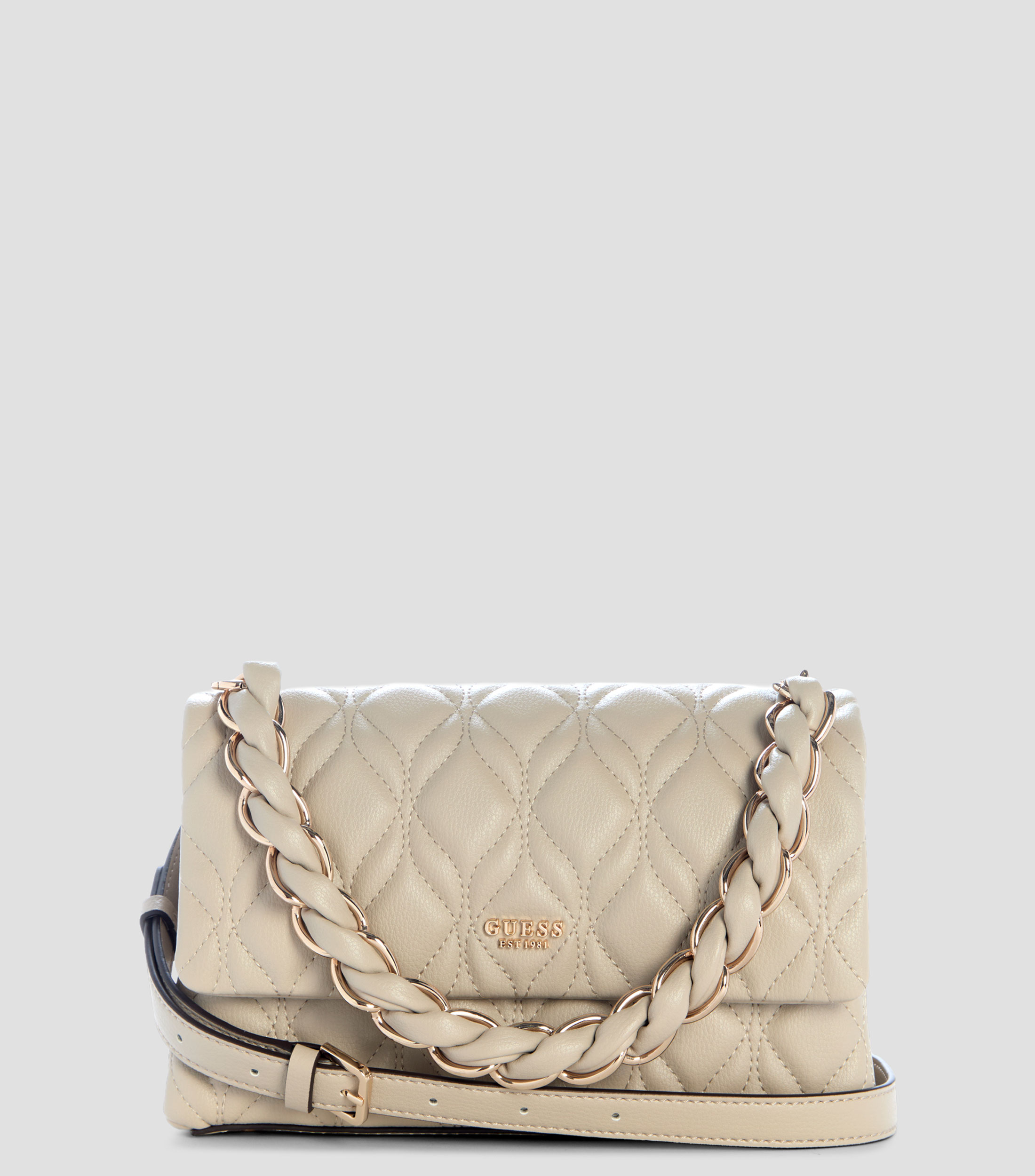 Bolsa crossbody beige sólida Mujer