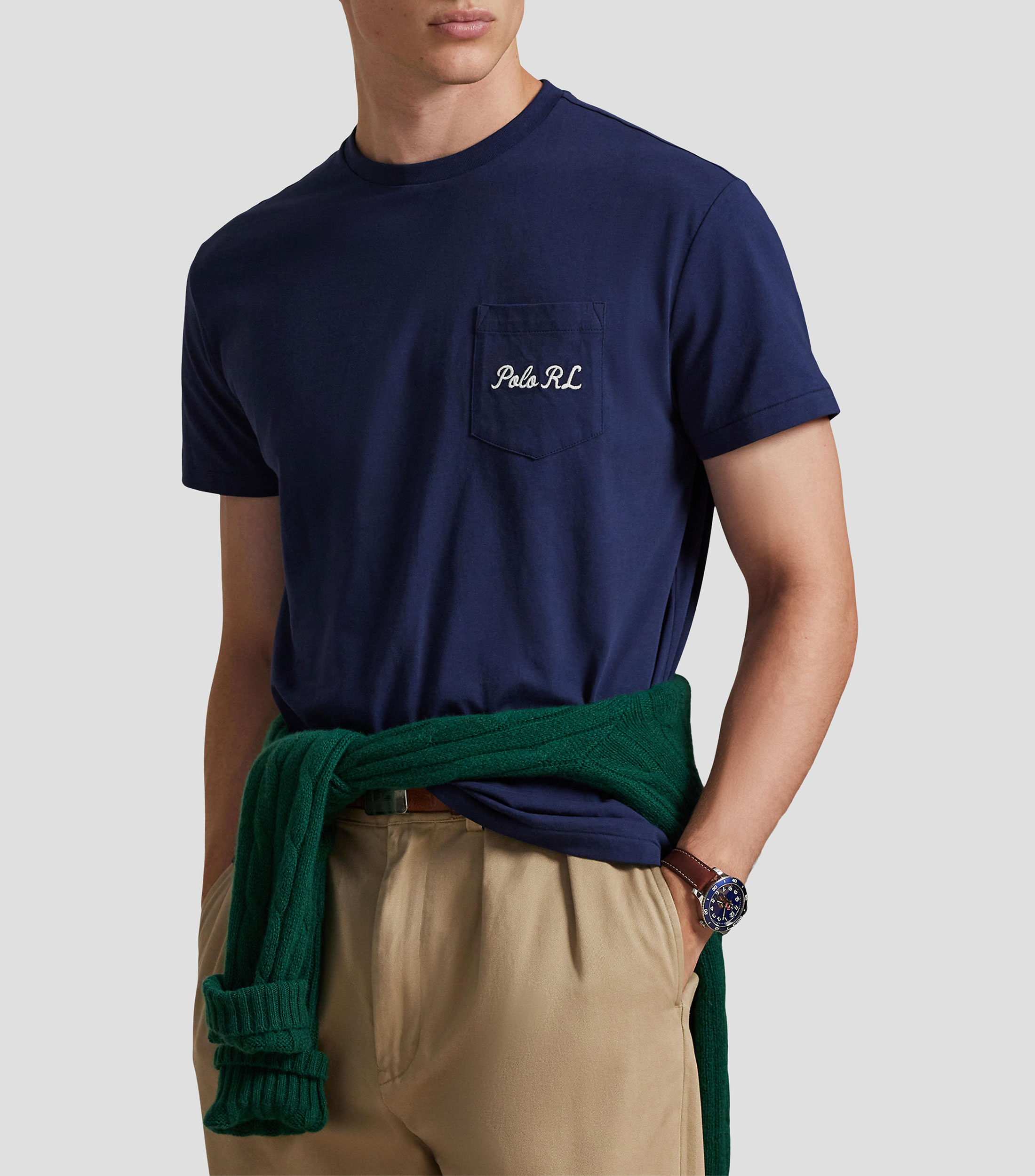 Playera cuello redondo manga corta sólida Hombre
