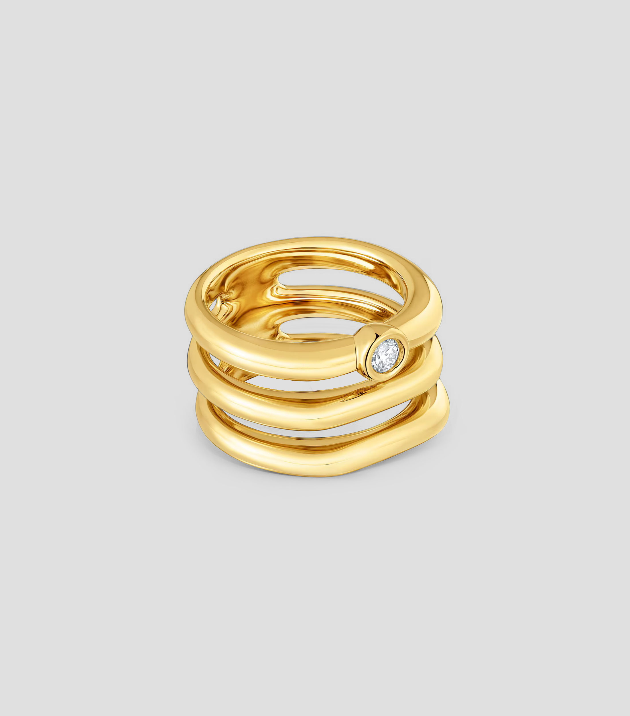 Anillo triple en plata .925 con diamante Line Mujer
