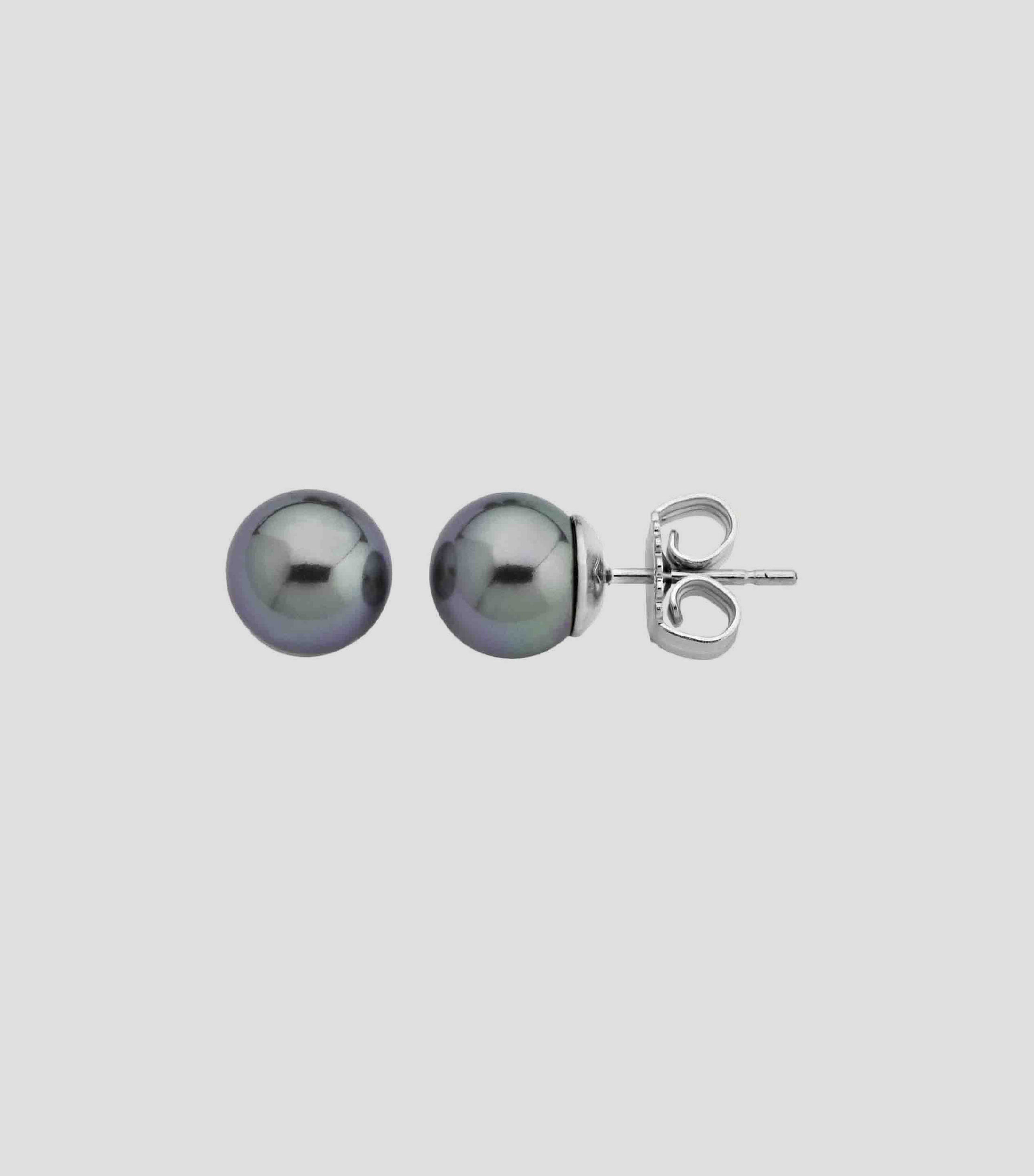 Aretes en plata con perlas grises Mujer